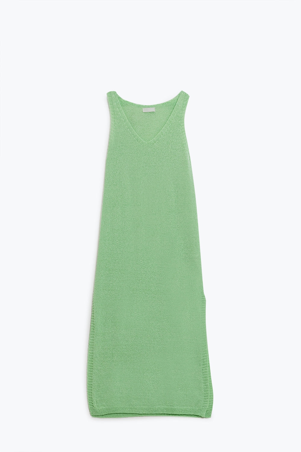 Sleeveless knitted Maxi Green Dress With Side Slit - dress