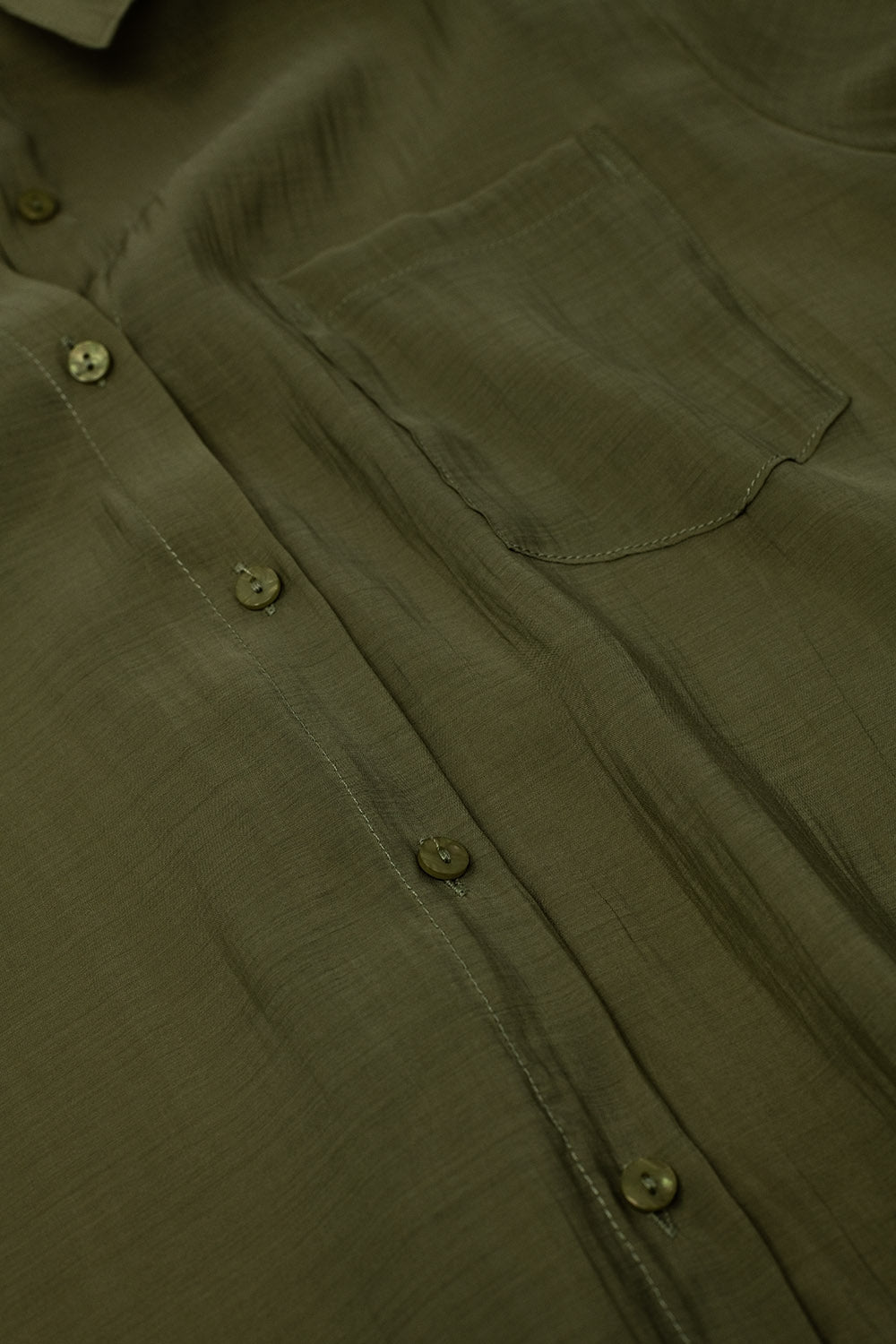 Kahki chiffon shirt with long sleeves and one chest pocket - Shirts