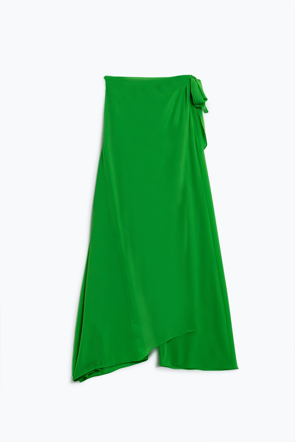 Wide green Pants Overlay Skirt Tied At The Side - trousers
