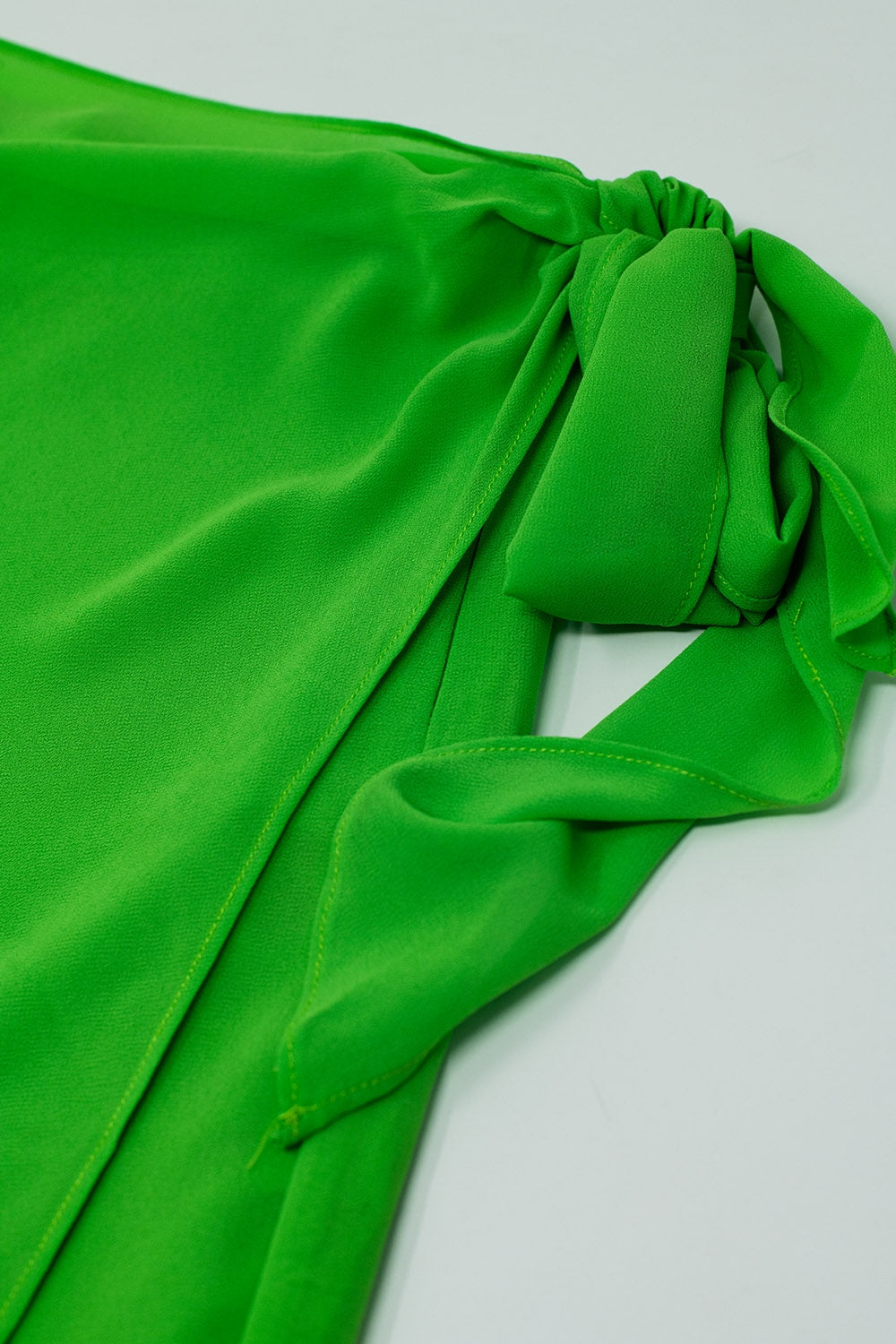 Wide green Pants Overlay Skirt Tied At The Side - trousers