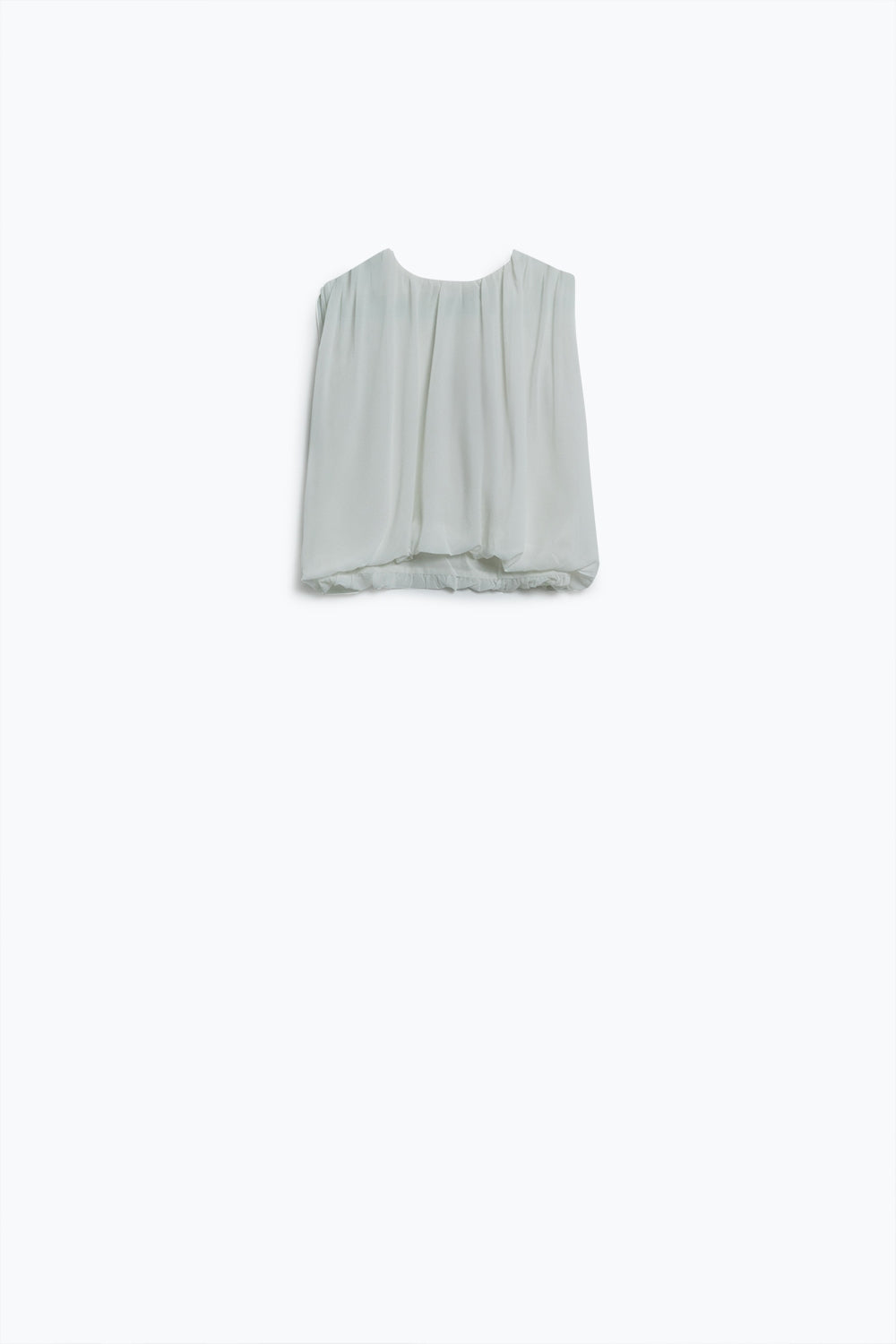 white chiffon Top With Ruche Design - top