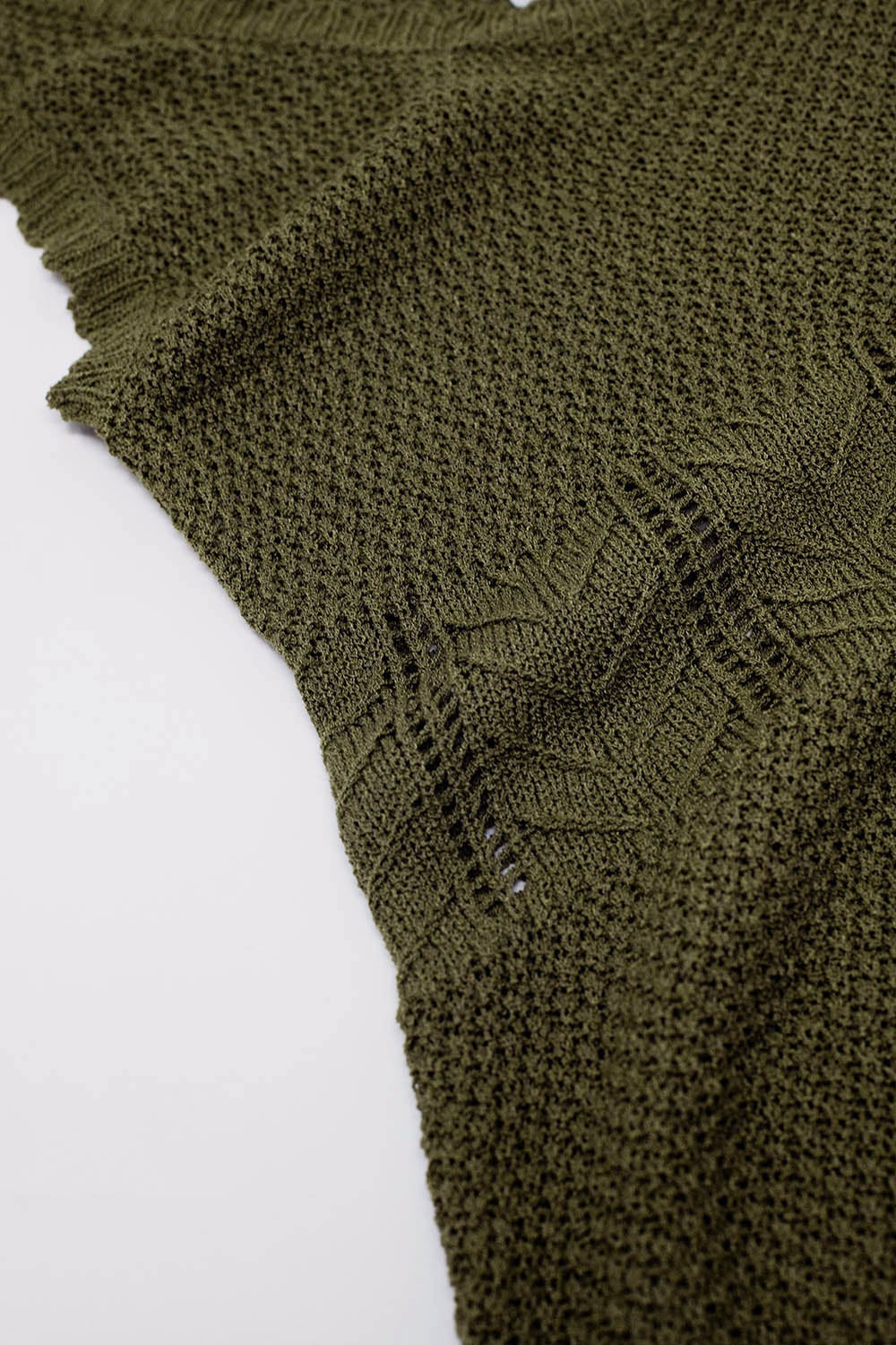 Sleeveless khaki knit midi dress with round neck - dress