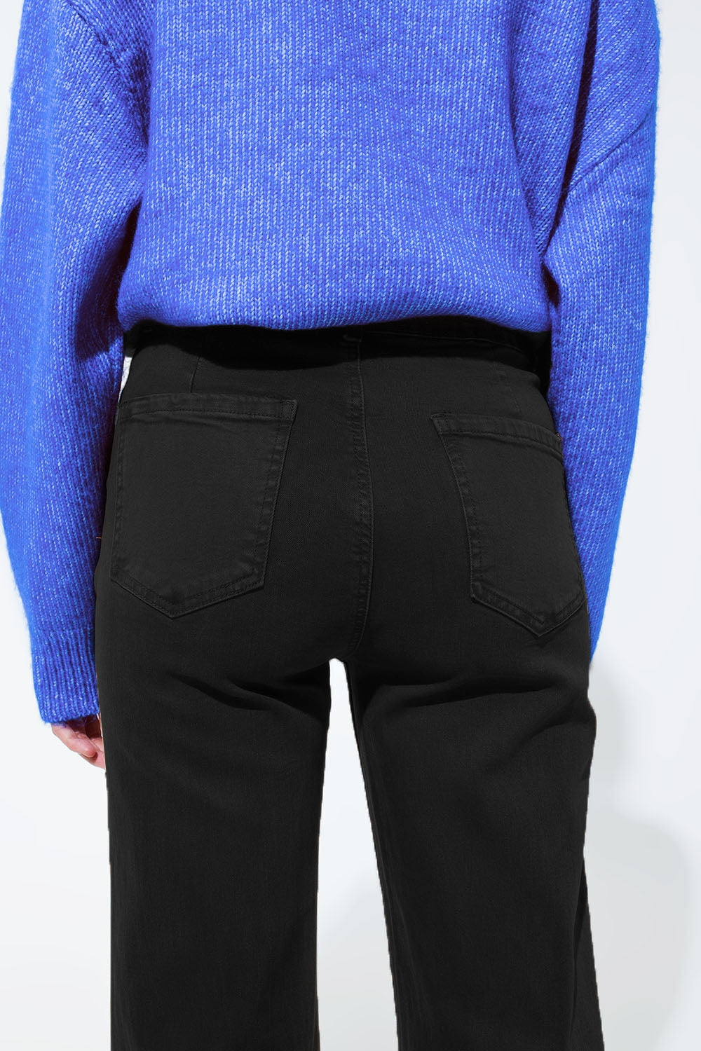high waisted front pockets flare jeans in black - Coloured Jeans