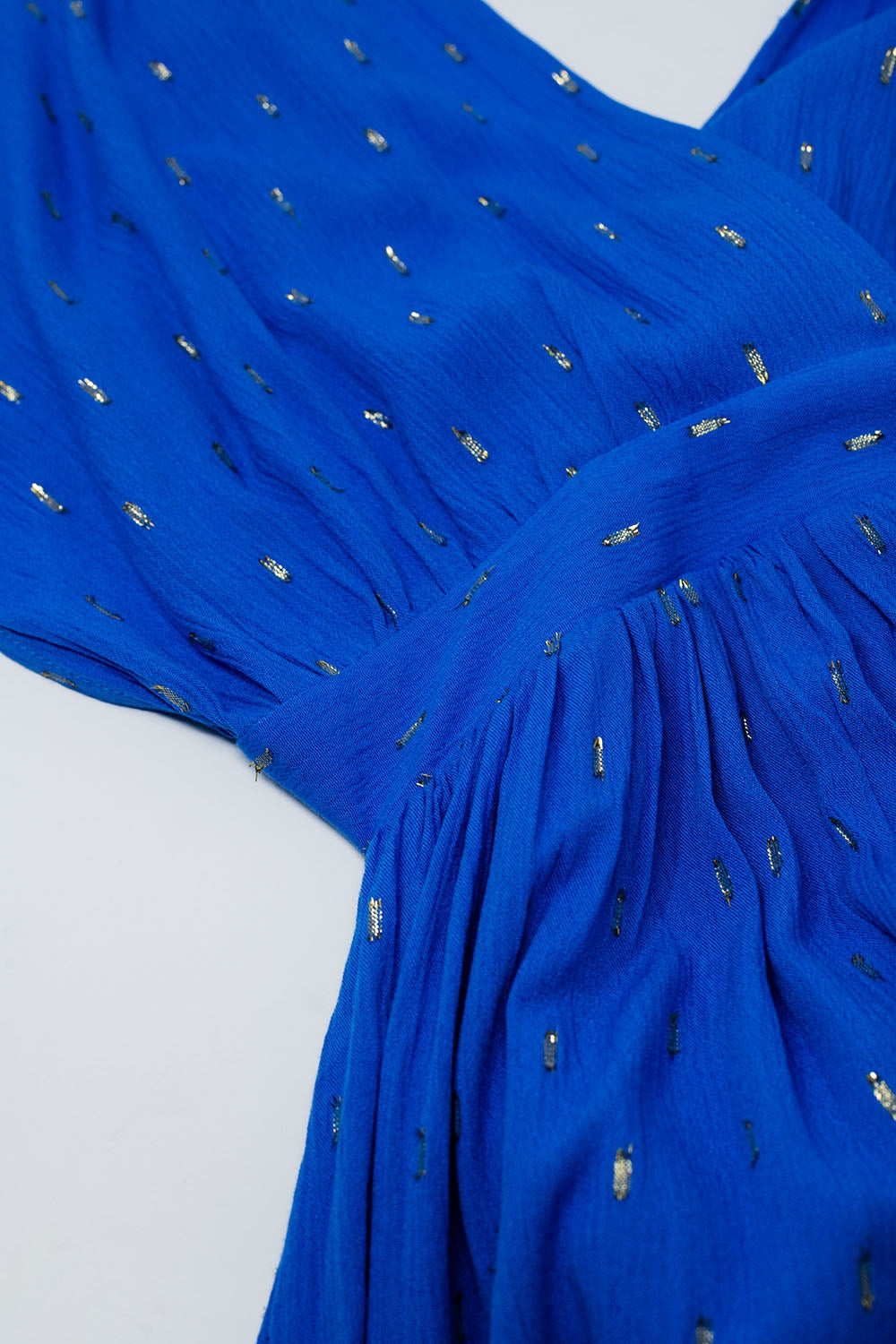 loose maxi blue dress sith golden details - dress