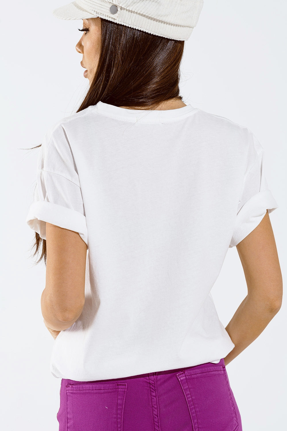 T-shirt with LOVE art deco digital print in white - top