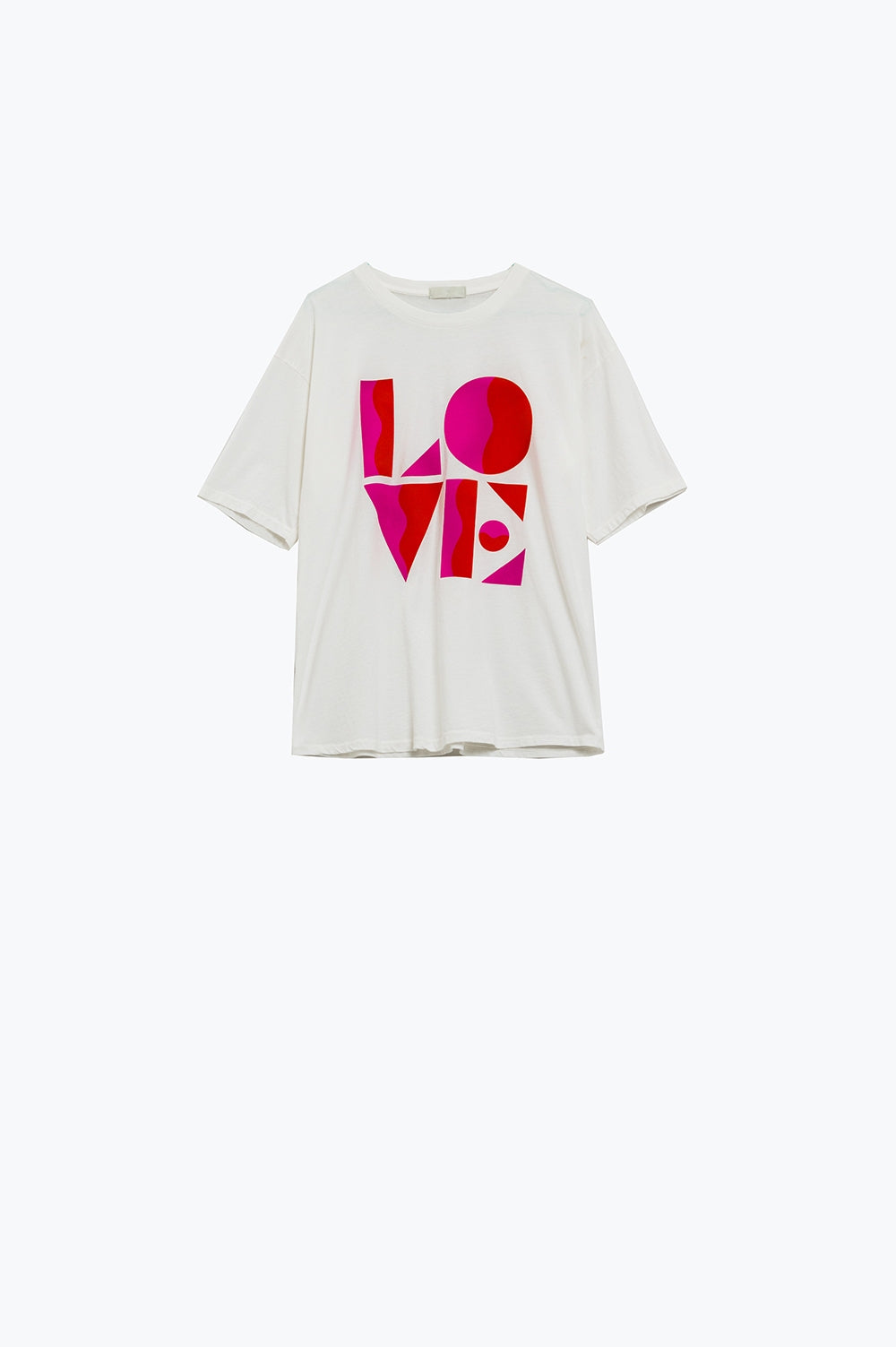 T-shirt with LOVE art deco digital print in white - top