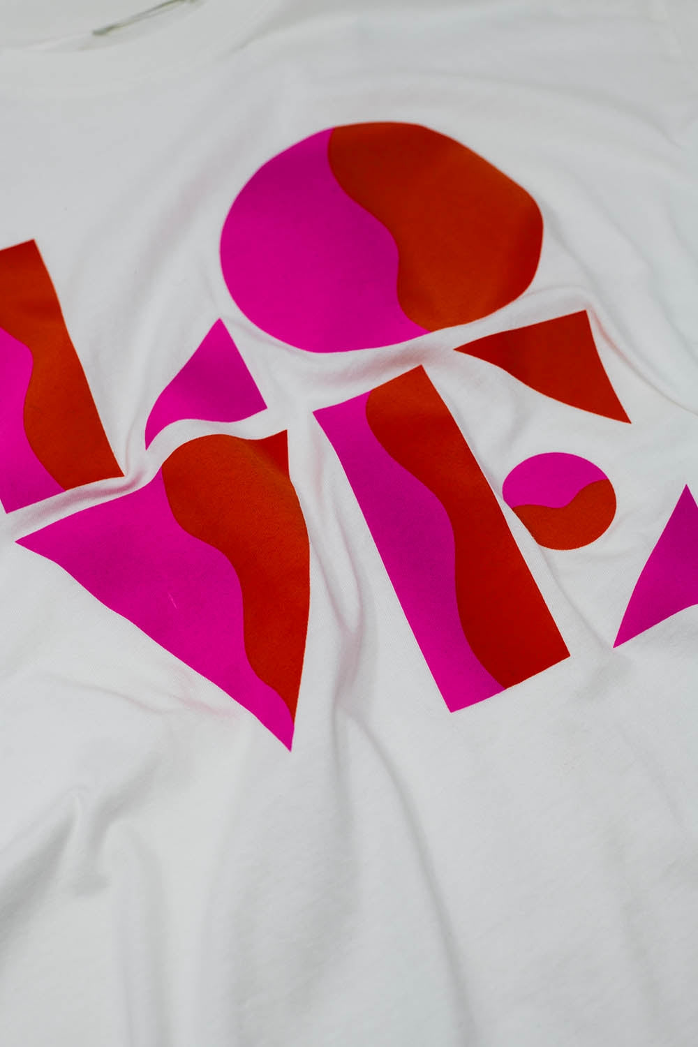 T-shirt with LOVE art deco digital print in white - top