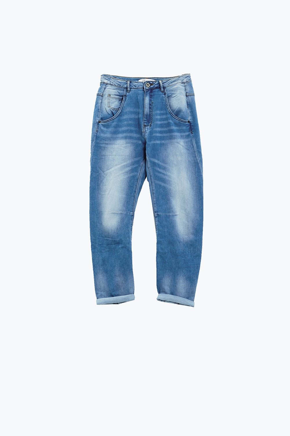 Basic Boyfriend Jeans With Stitch Detail - Denim