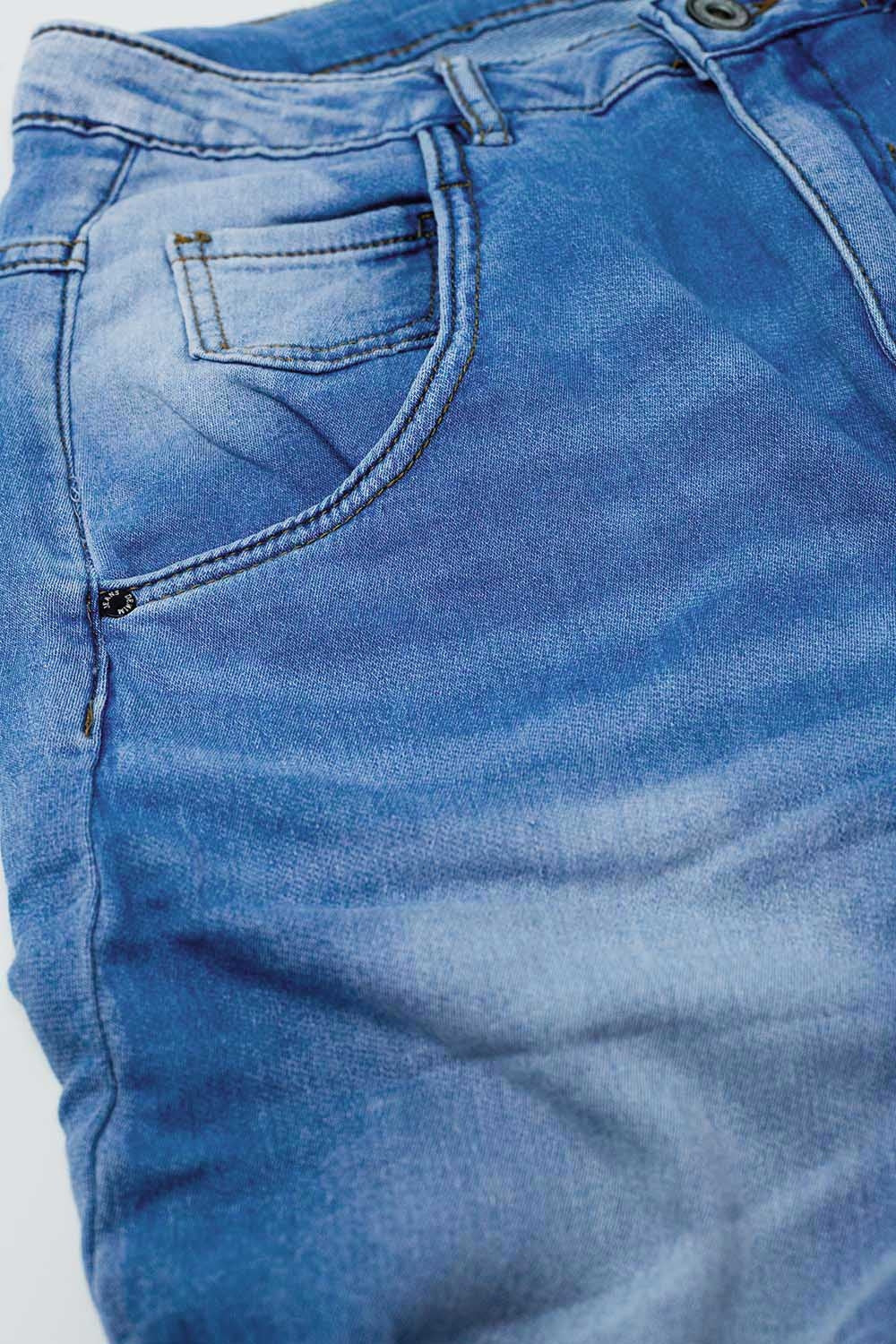 Basic Boyfriend Jeans With Stitch Detail - Denim