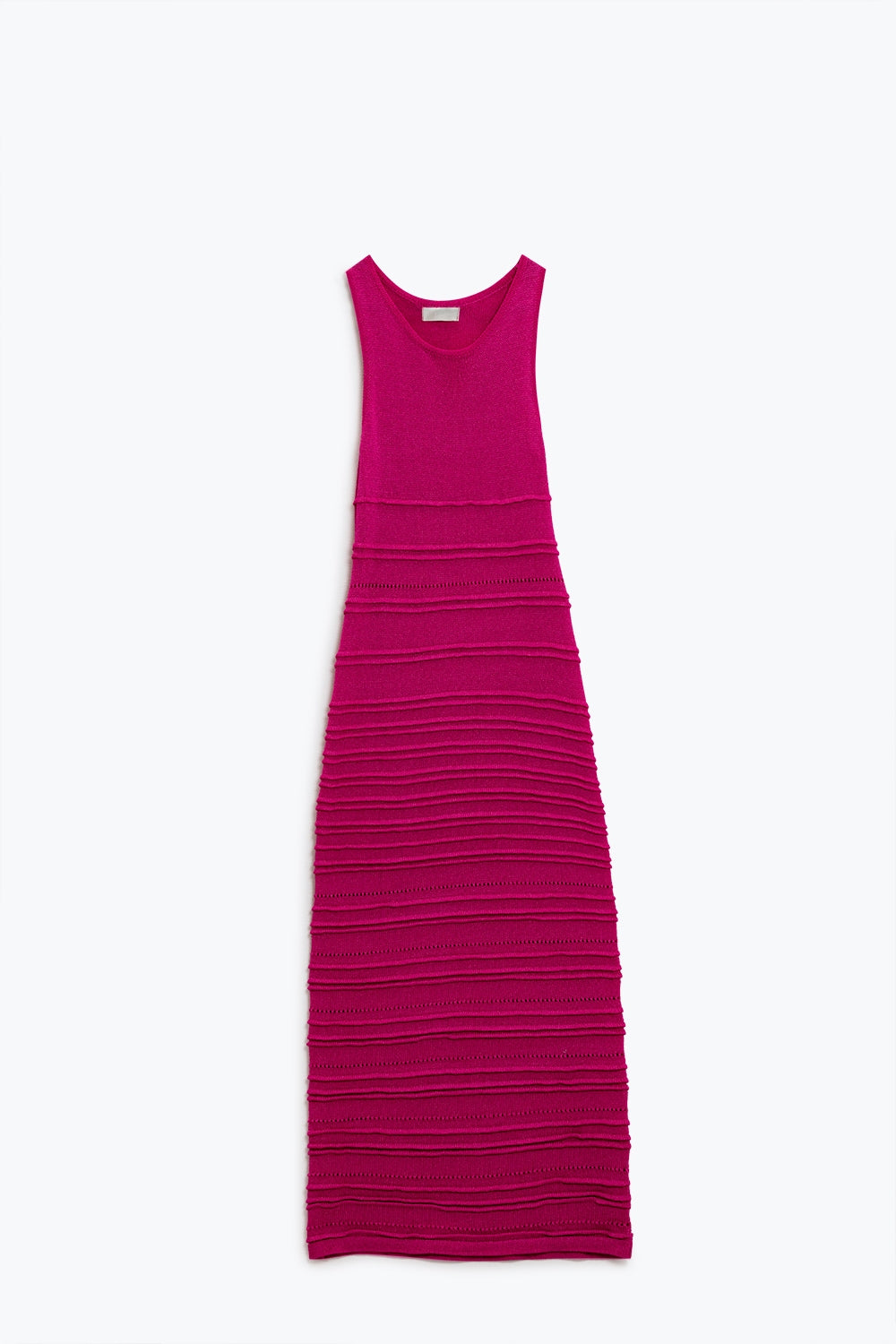 Fuchsia Maxi Crochet Sleeveless Knitted Dress - dress