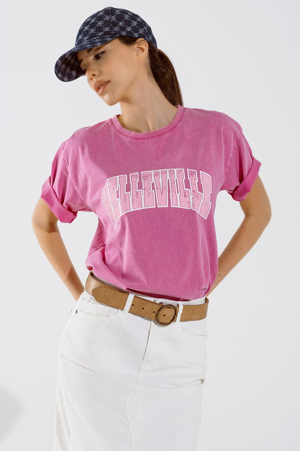 Belleville T-Shirt With Washed Effect In Pink - top