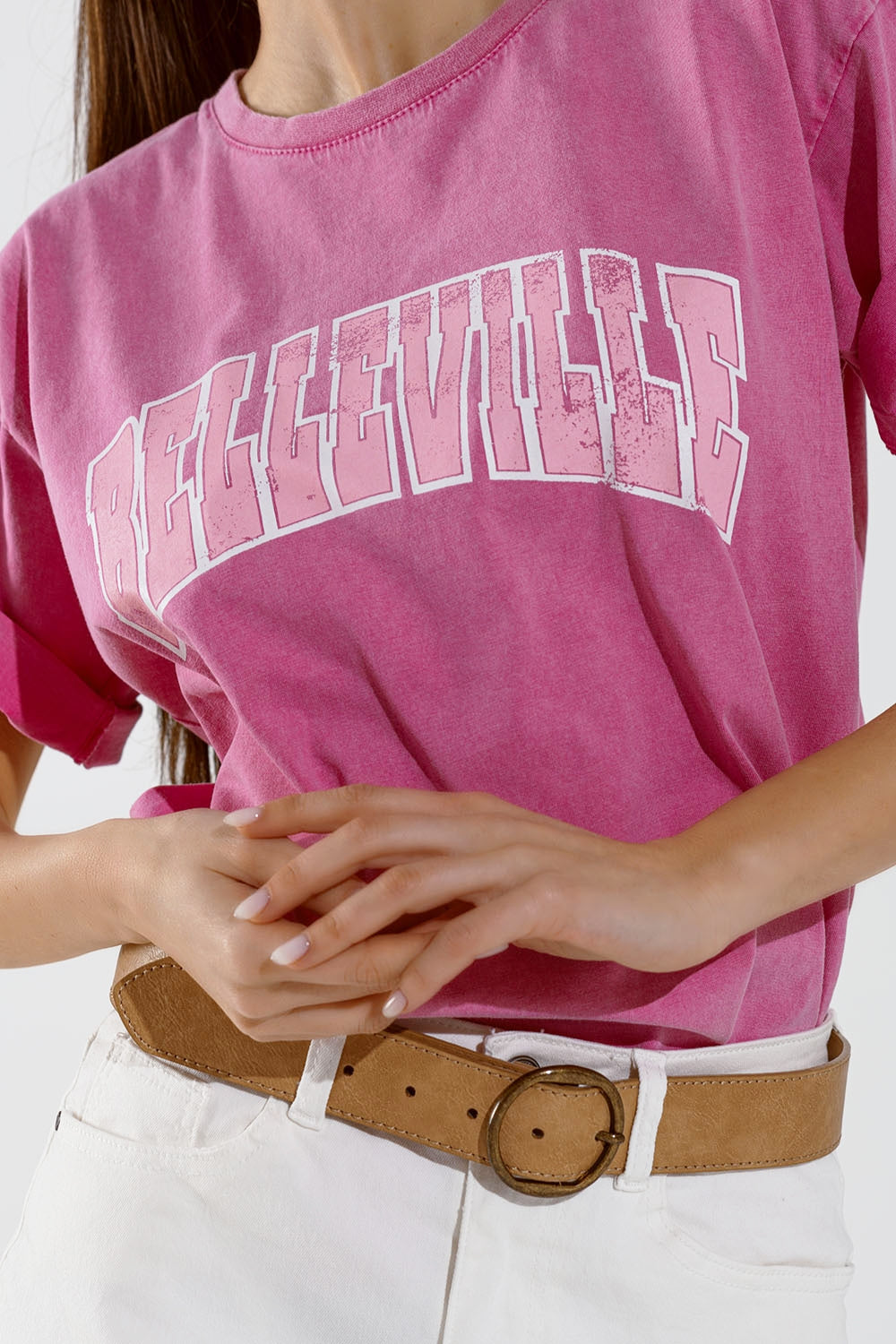 Belleville T-Shirt With Washed Effect In Pink - top