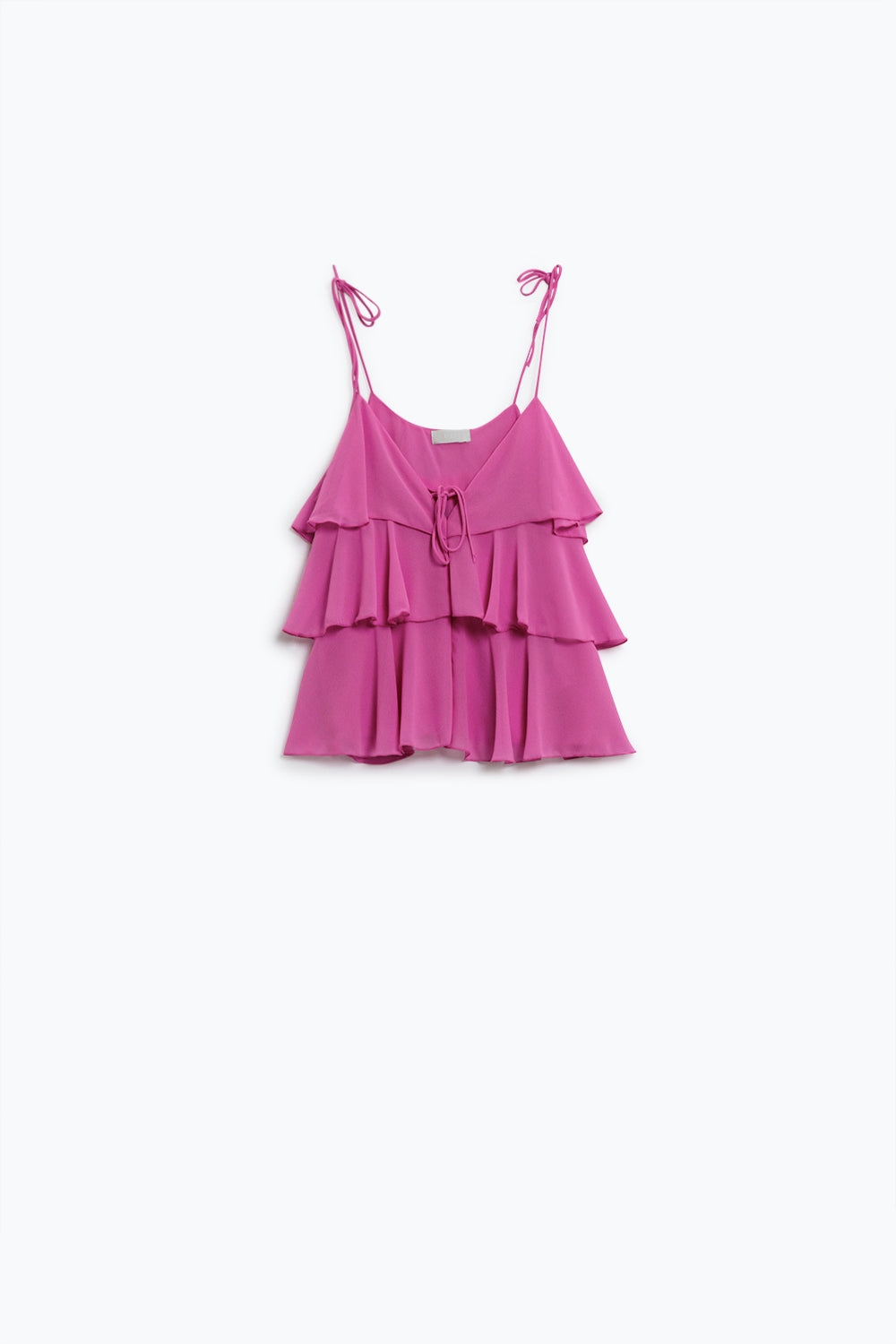 Ruffle Top WIth Thin straps in Fuchsia - top