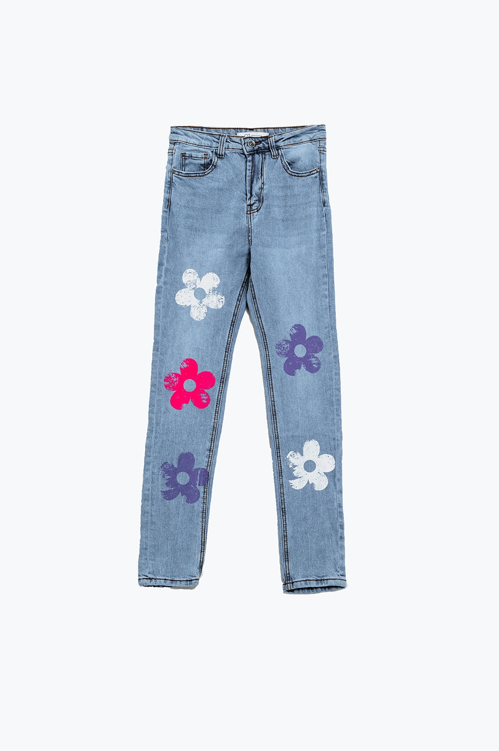 5 Pocket Jeans skinny With Flower Detail - Denim