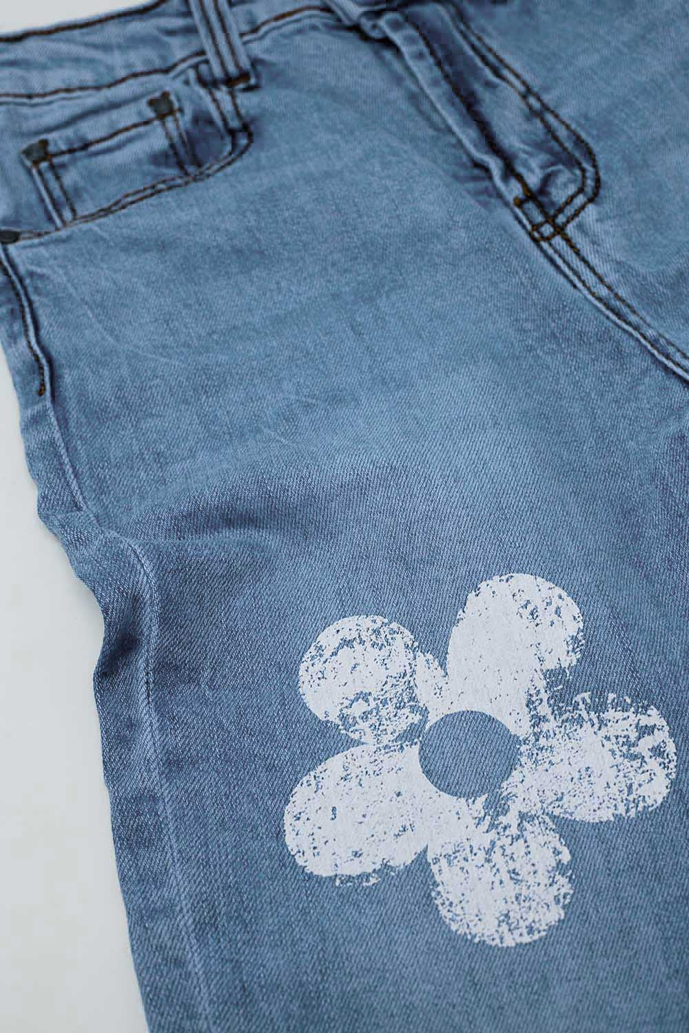5 Pocket Jeans skinny With Flower Detail - Denim
