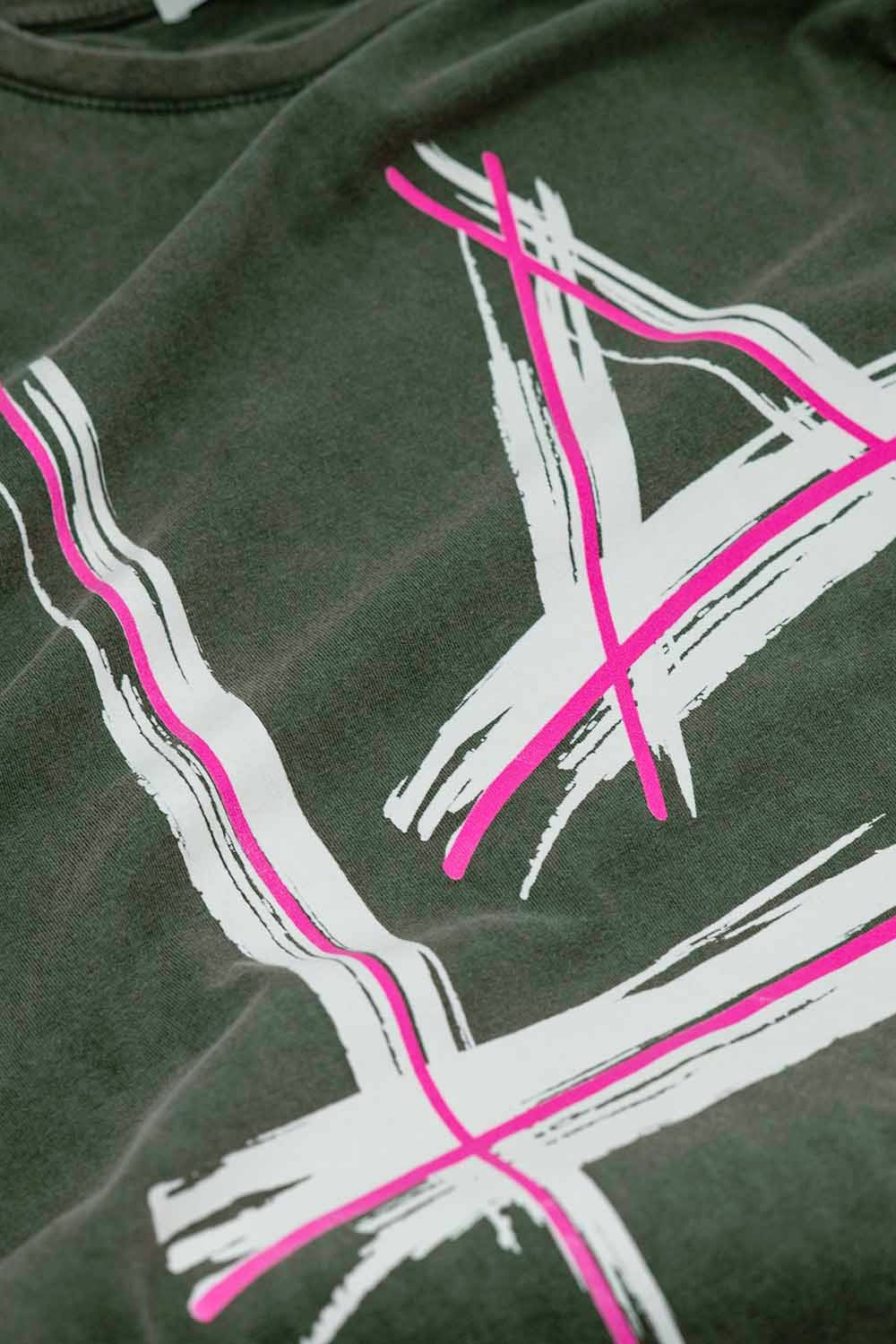 Grey oversize t-shirt Prints LA Los Angeles in pink and white - top