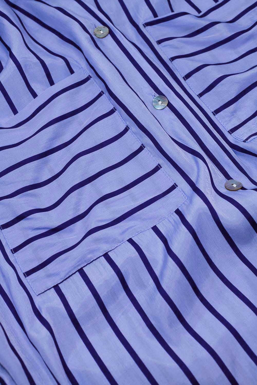 Lavander shirt with purple stripes and chest pockets - Shirts
