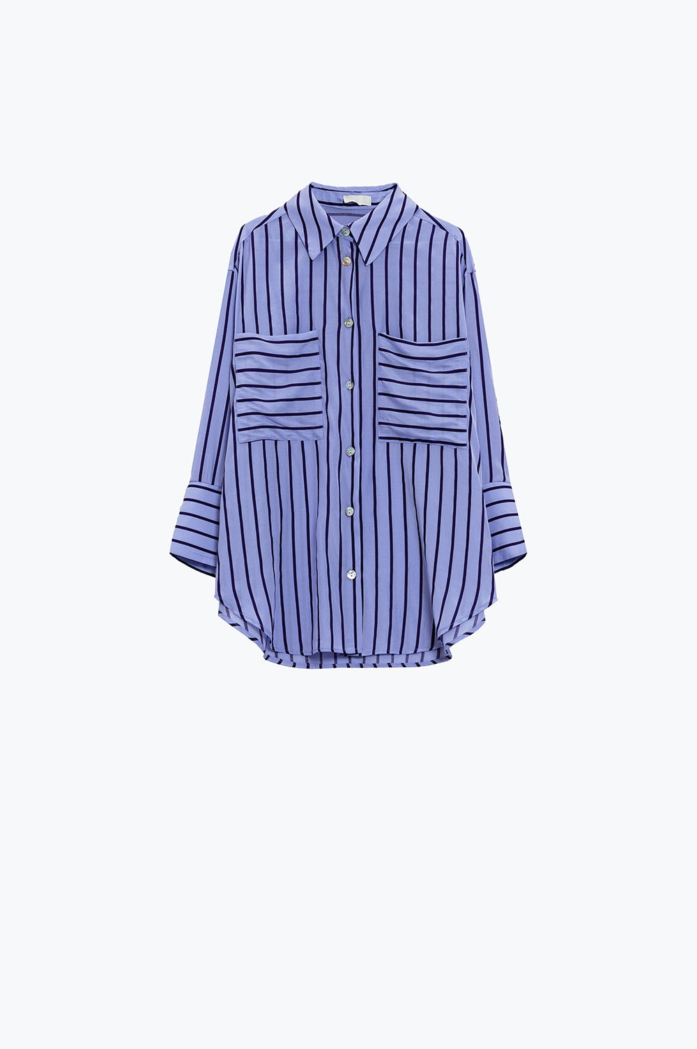 Lavander shirt with purple stripes and chest pockets - Shirts