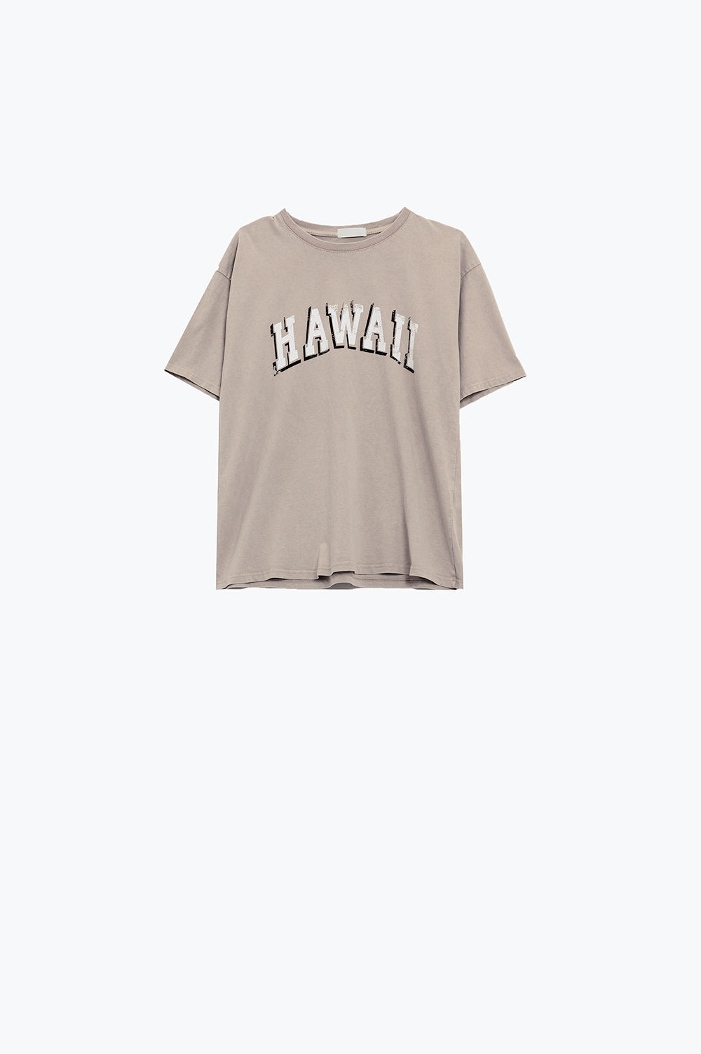 Washed Effect Hawaii T-Shirt In Beige - top