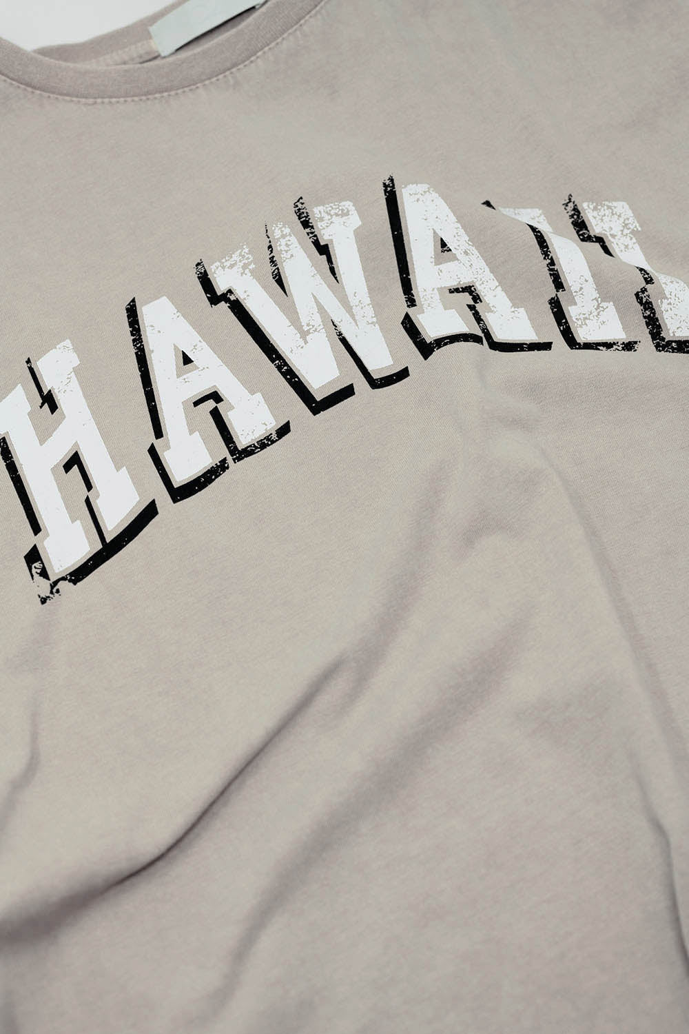 Washed Effect Hawaii T-Shirt In Beige - top