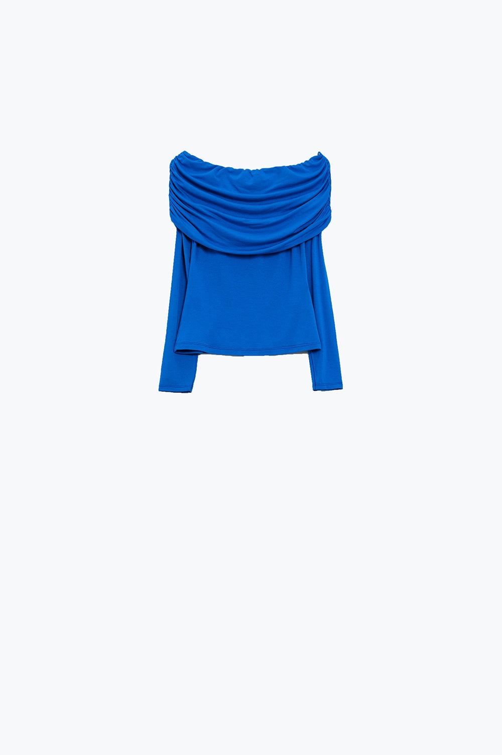 Bodycon Off Shoulder Top In Blue - top