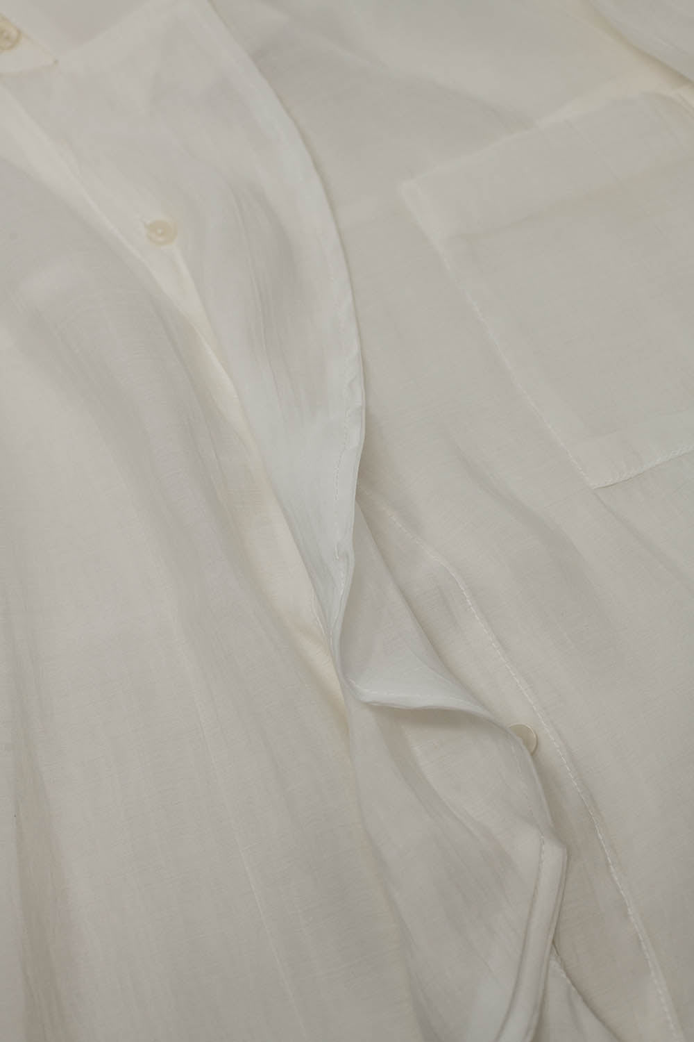 Semi Sheer White Blouse With Ruffle Detail Down The Front - Shirts