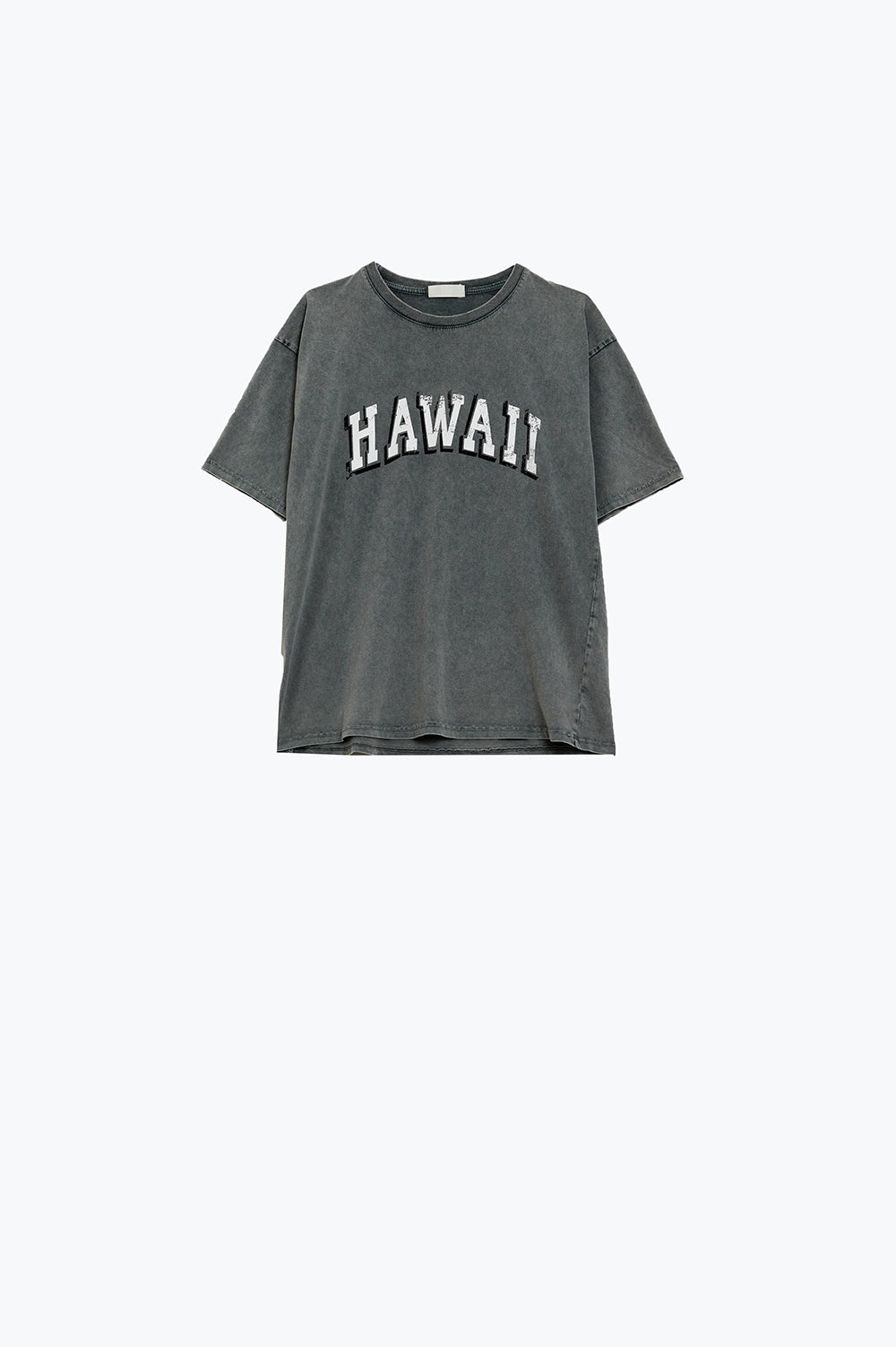 Washed Effect Hawaii T-Shirt In Grey - top