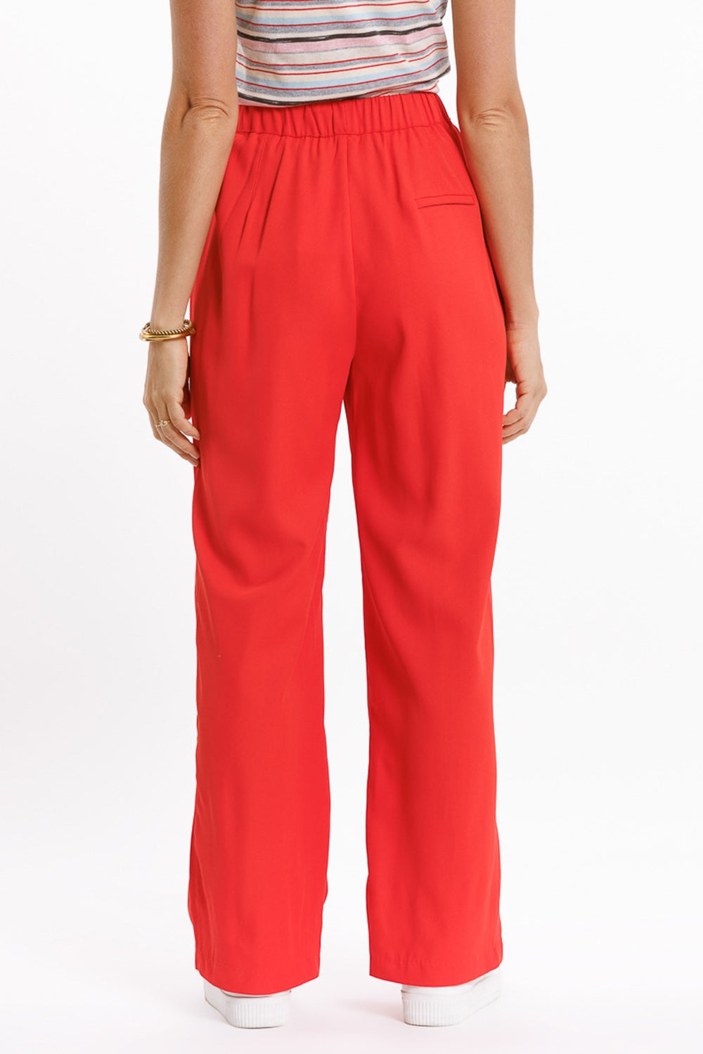 Pants In Coral With Front Pockets And Drawstring Closing - trousers
