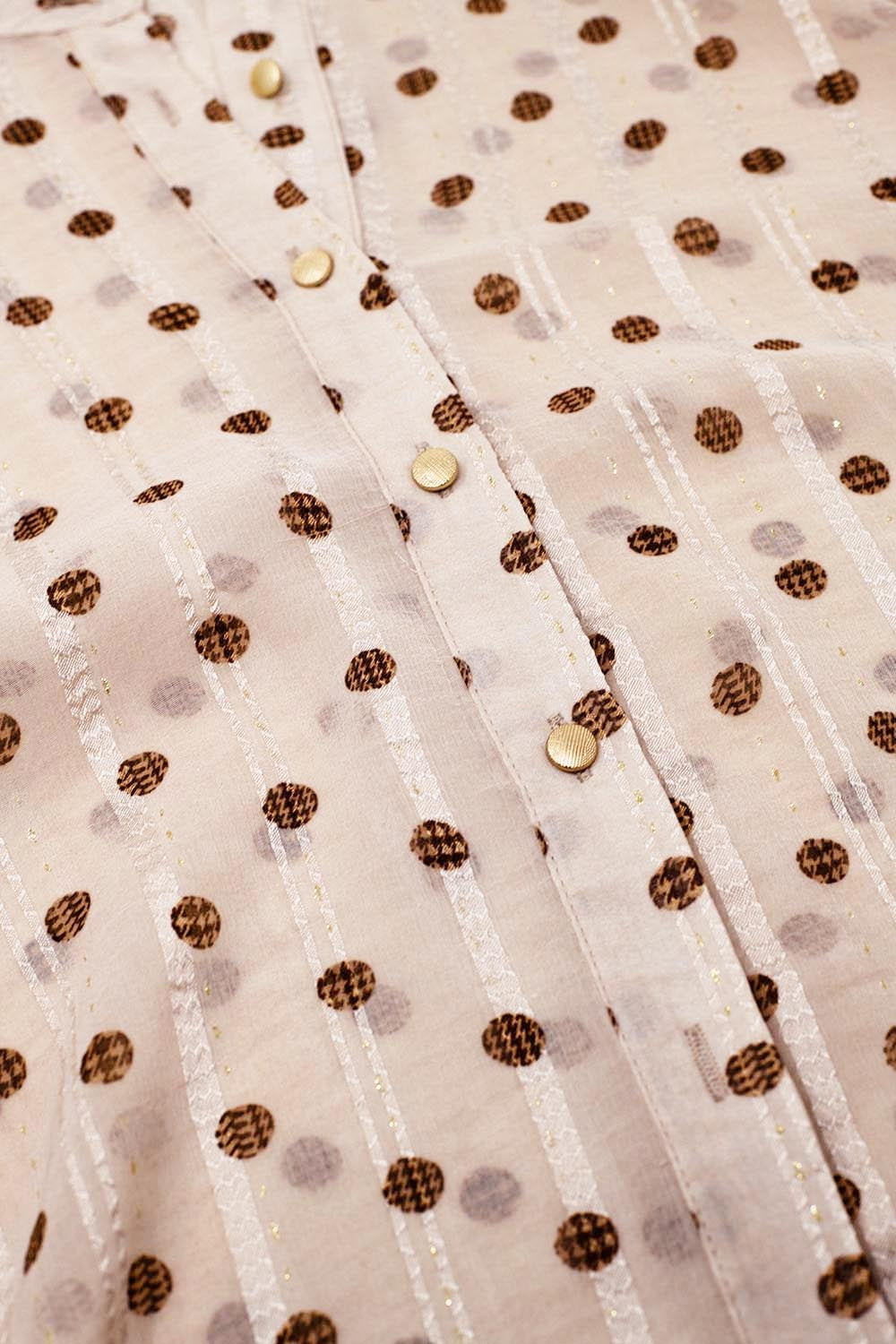 Blouse with balloon sleeves and polka dots in Beige - Shirts