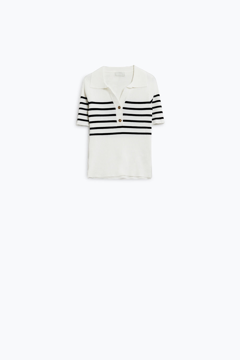 Striped polo with button detail in white - jumper