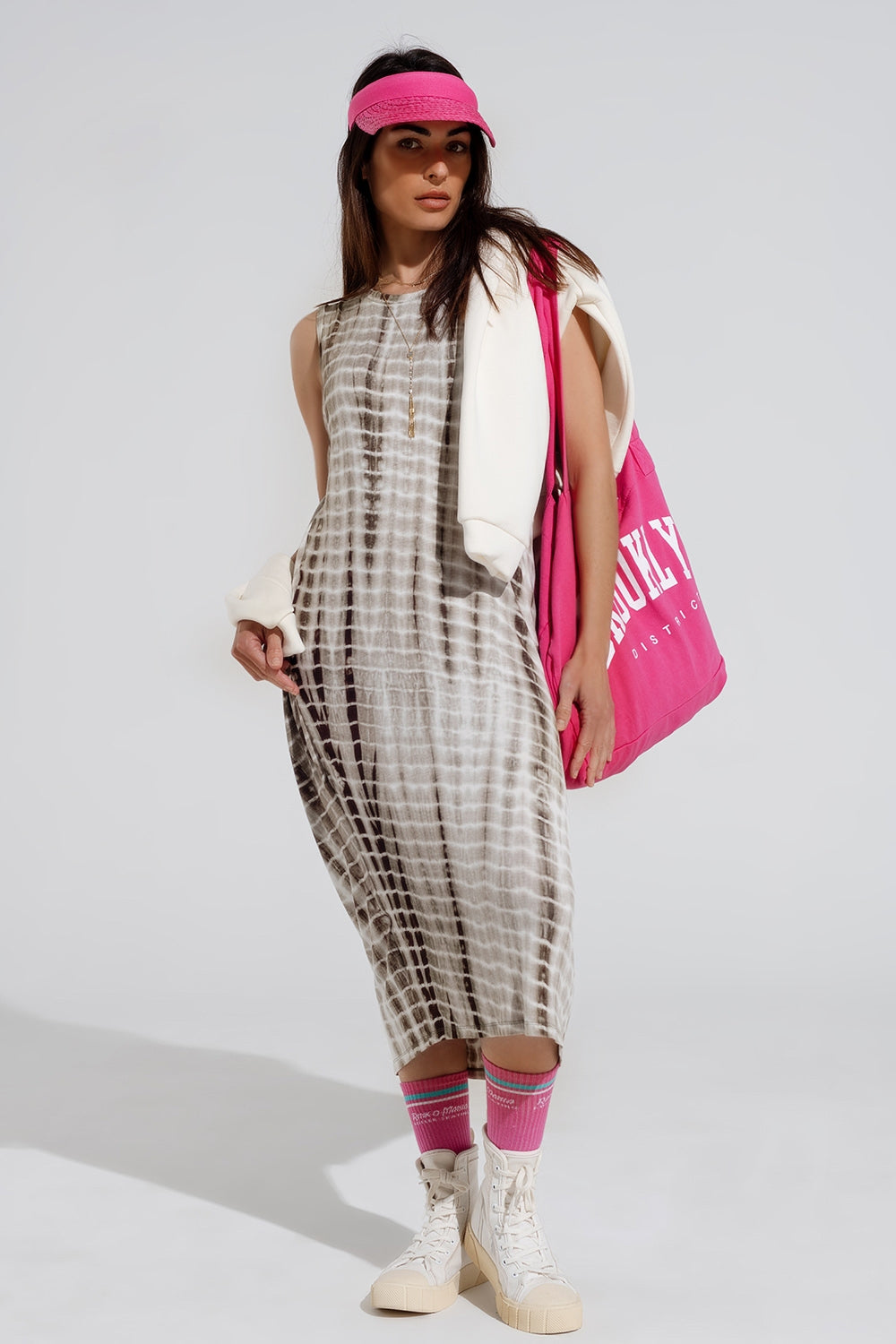 Relaxed maxi Tie dye Dress In Shades of khaki - dress