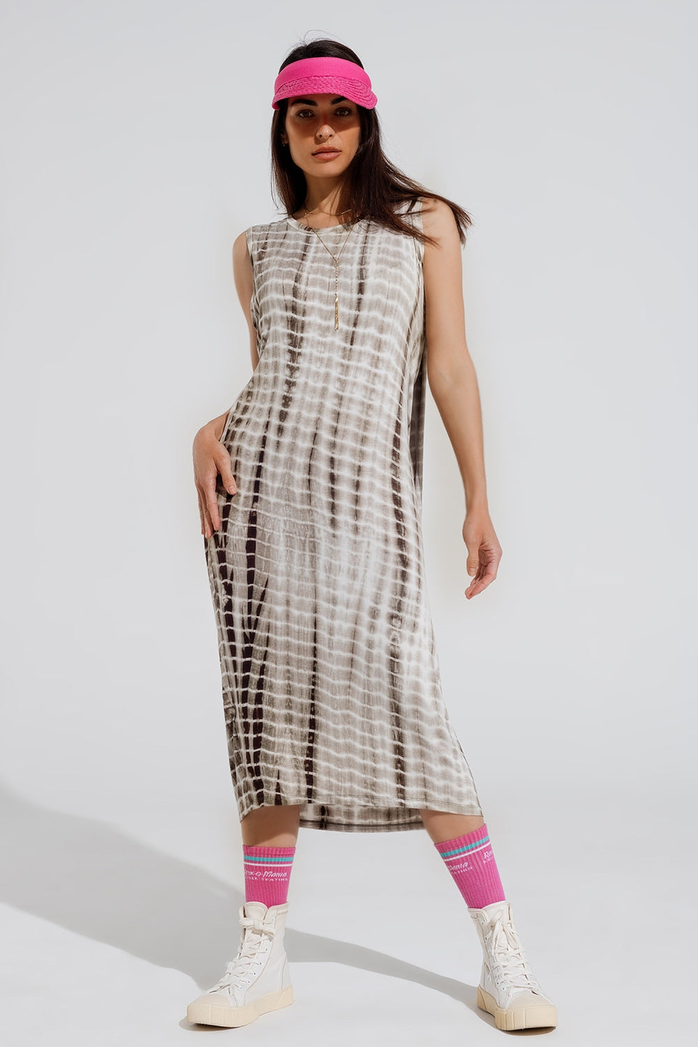 Relaxed maxi Tie dye Dress In Shades of khaki - dress