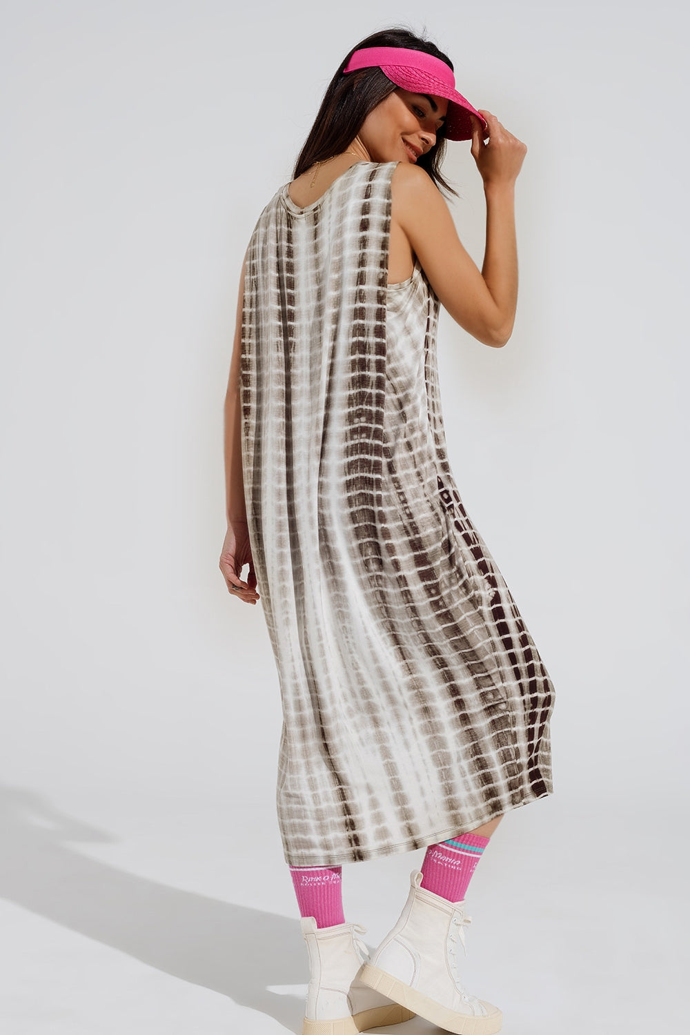 Relaxed maxi Tie dye Dress In Shades of khaki - dress