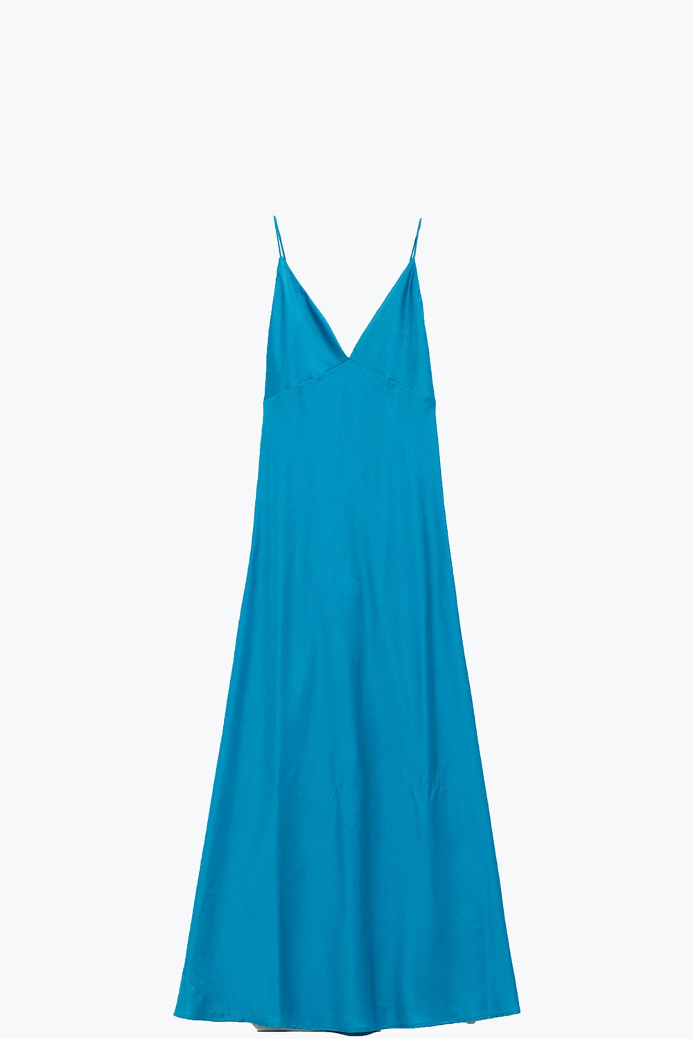 Satin Maxi Dress With Spaghetti Straps in Blue - dress