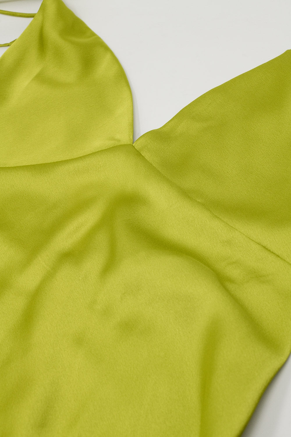 Satin Maxi Dress With Spaghetti Straps in Lime Green - dress