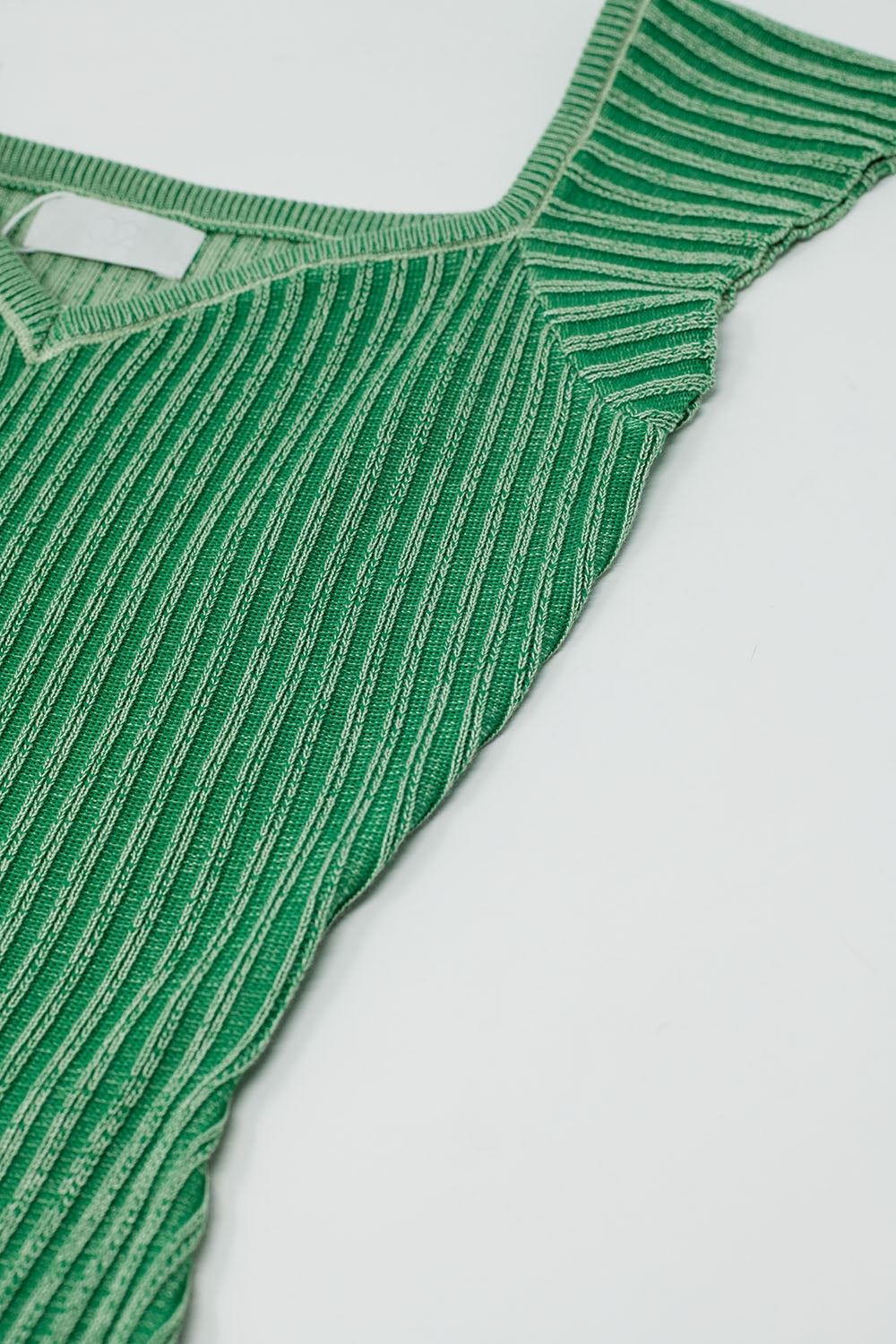 Green Midi Thick Rib Bodycon Dress With Cap Sleeves - dress