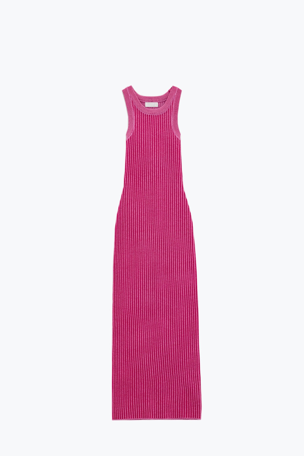 Maxi Sleeveless Halter Bodycon Ribbed Dress in fuchsia - dress