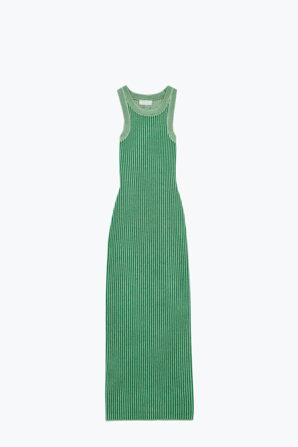 Maxi Sleeveless Halter Bodycon Ribbed Dress in Green - dress