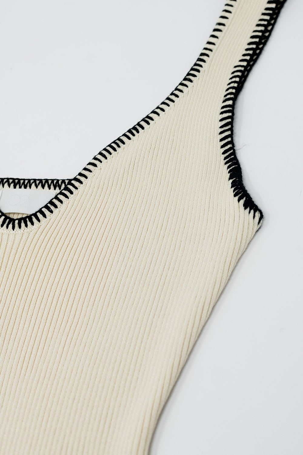 Summer Body Hugging knitted Dress in beige With black Trim - dress
