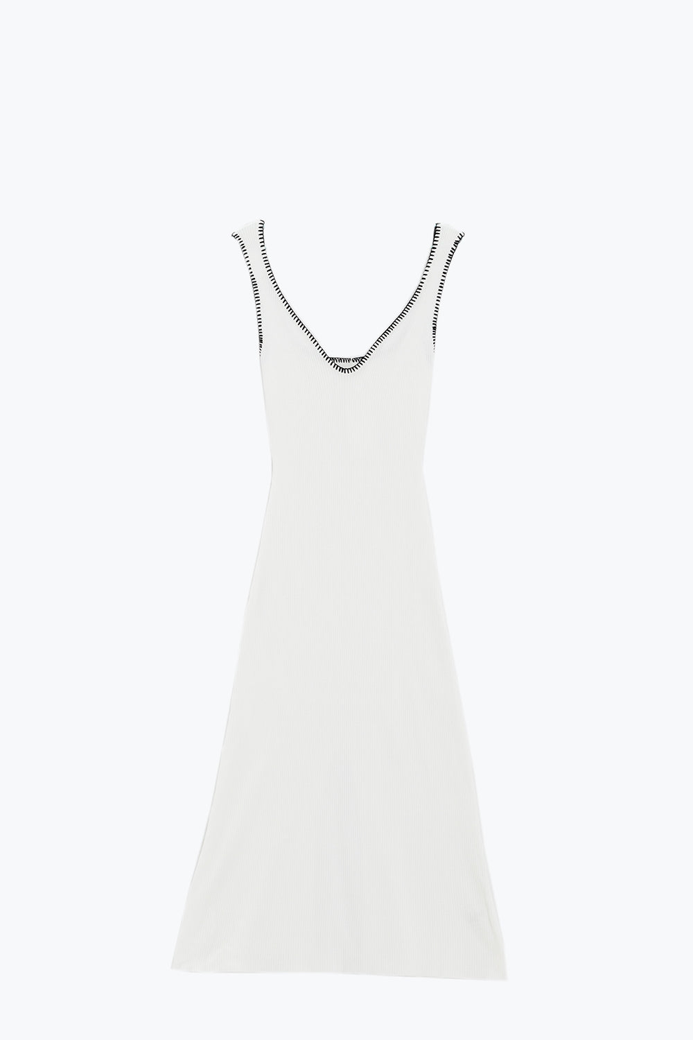 Summer Body Hugging knitted Dress in white With black Trim - dress