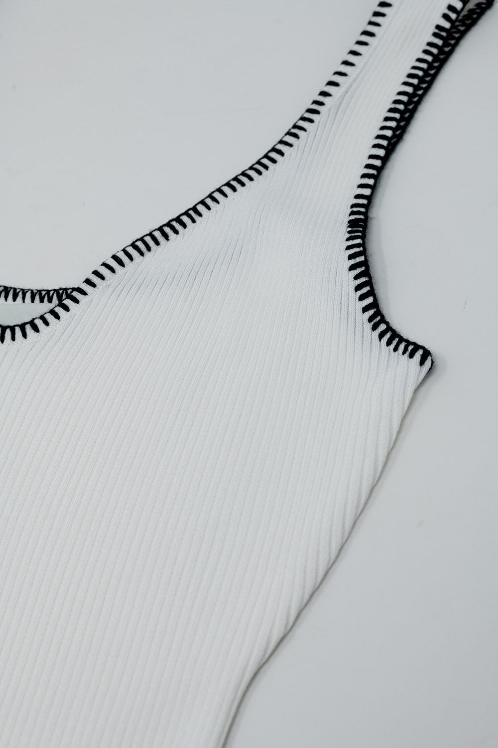 Summer Body Hugging knitted Dress in white With black Trim - dress