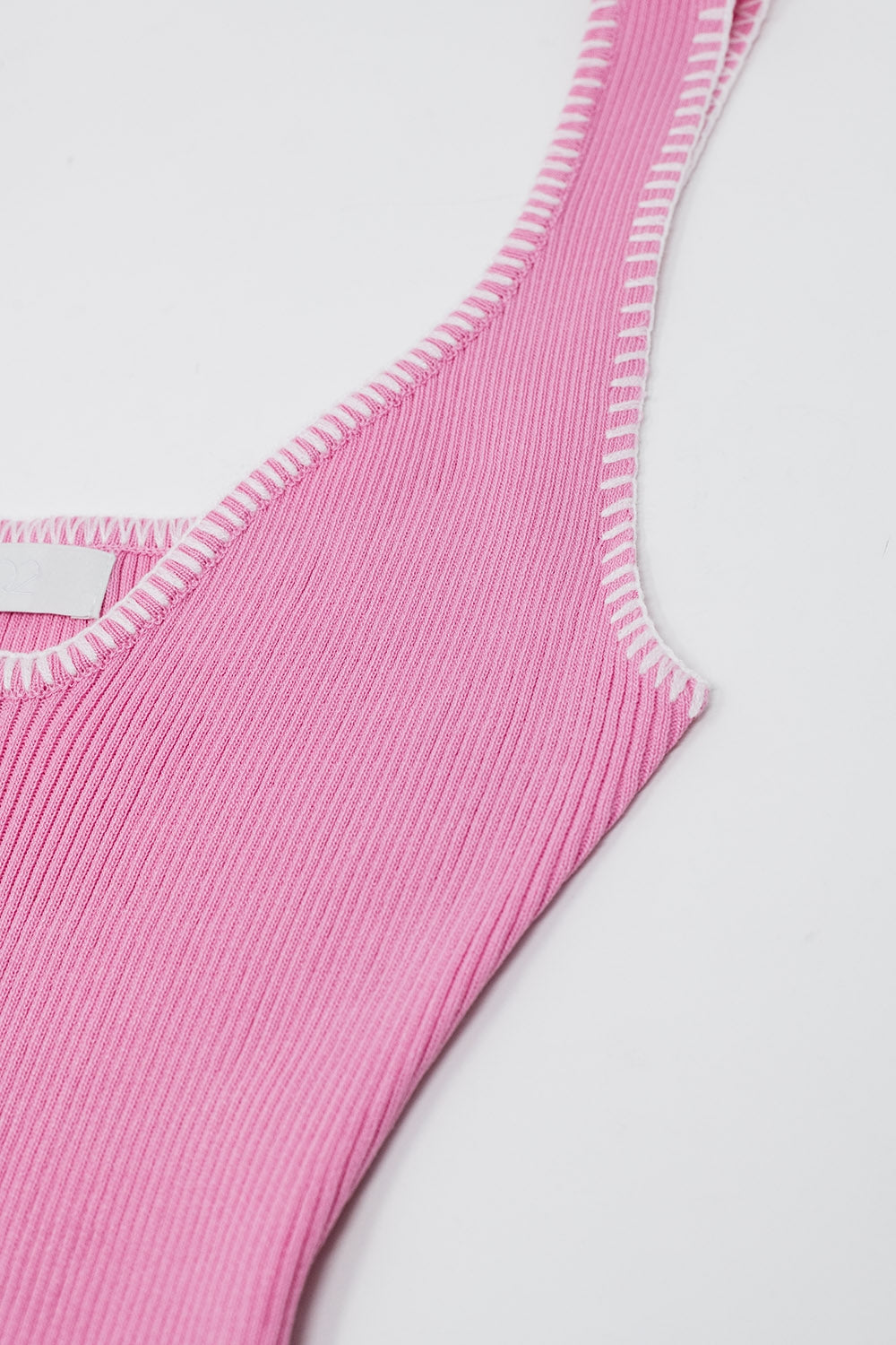 Summer Body Hugging knitted Dress in pink With White Trim - dress