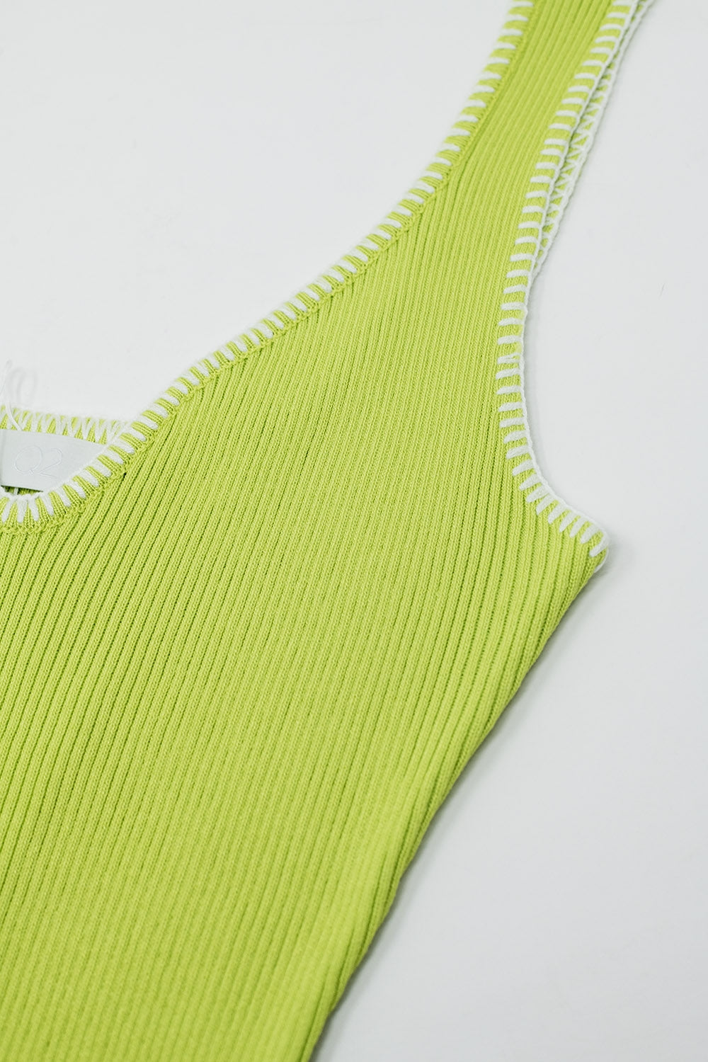 A-line Summer Body Hugging Dress in Lime Green With White Trim - dress
