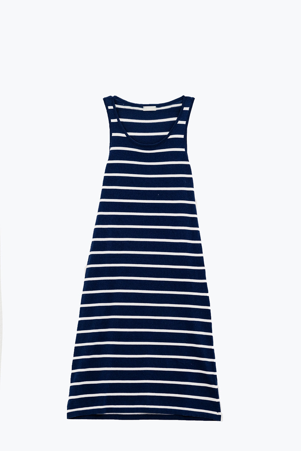 Tank maxi Dress With Scoop Neck In Navy With White Stripes - dress