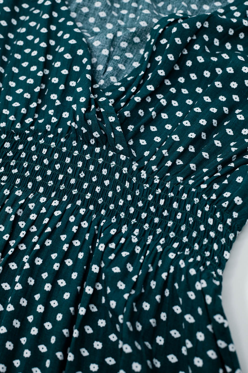 Green Mini Dress With Wrap Front Cinched Waist And Floral Print - dress