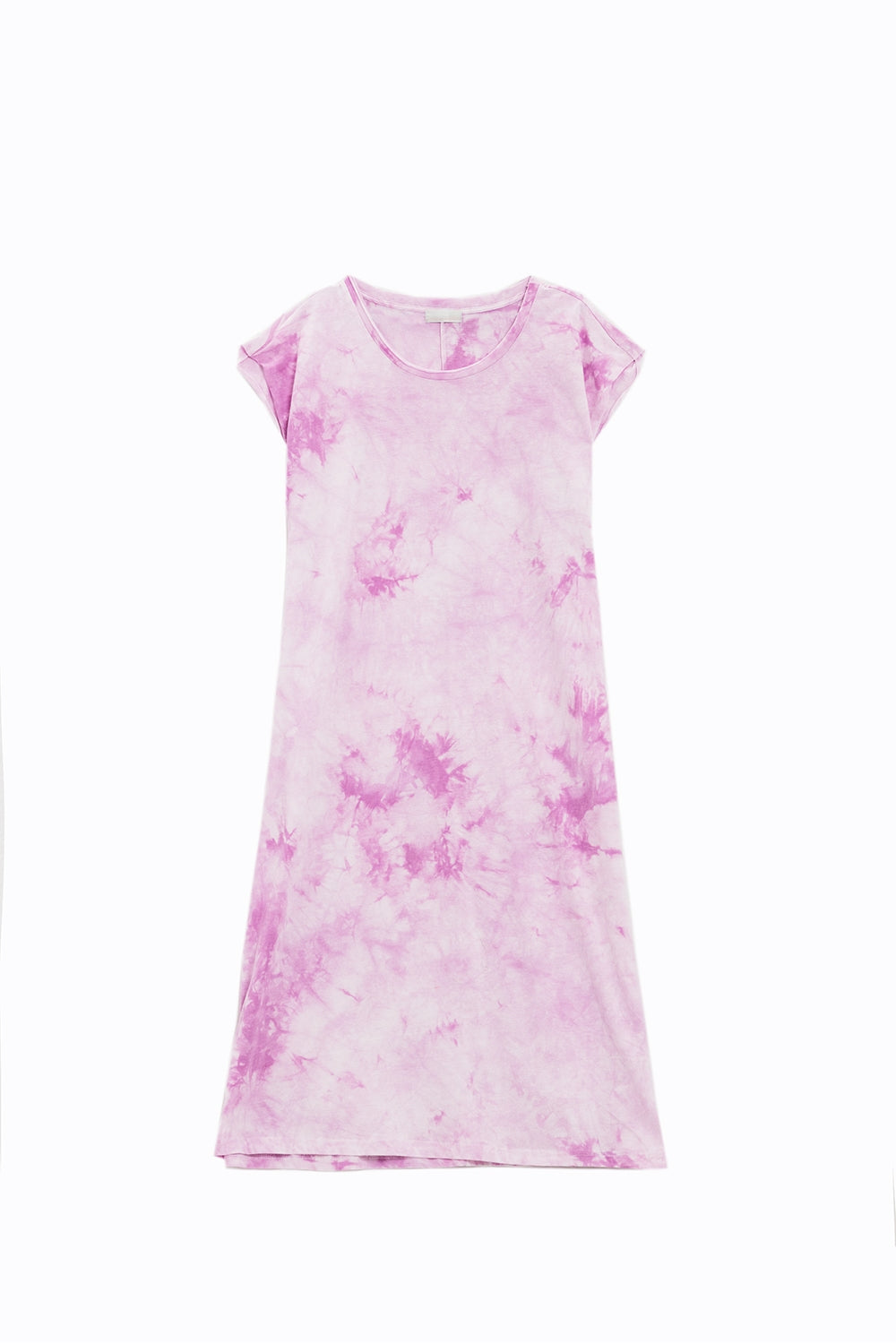 Pink Tie Dye Midi Shirt Dress - dress