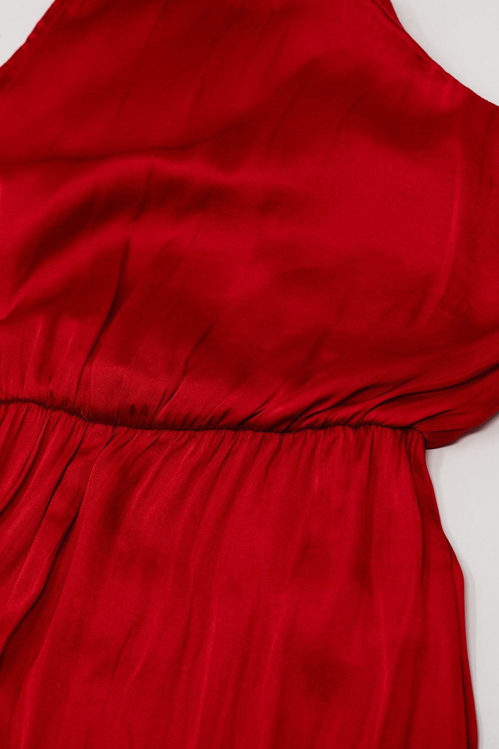 Drapped One Shoulder Jumpsuit With Cinched Waist In Red - One-piece