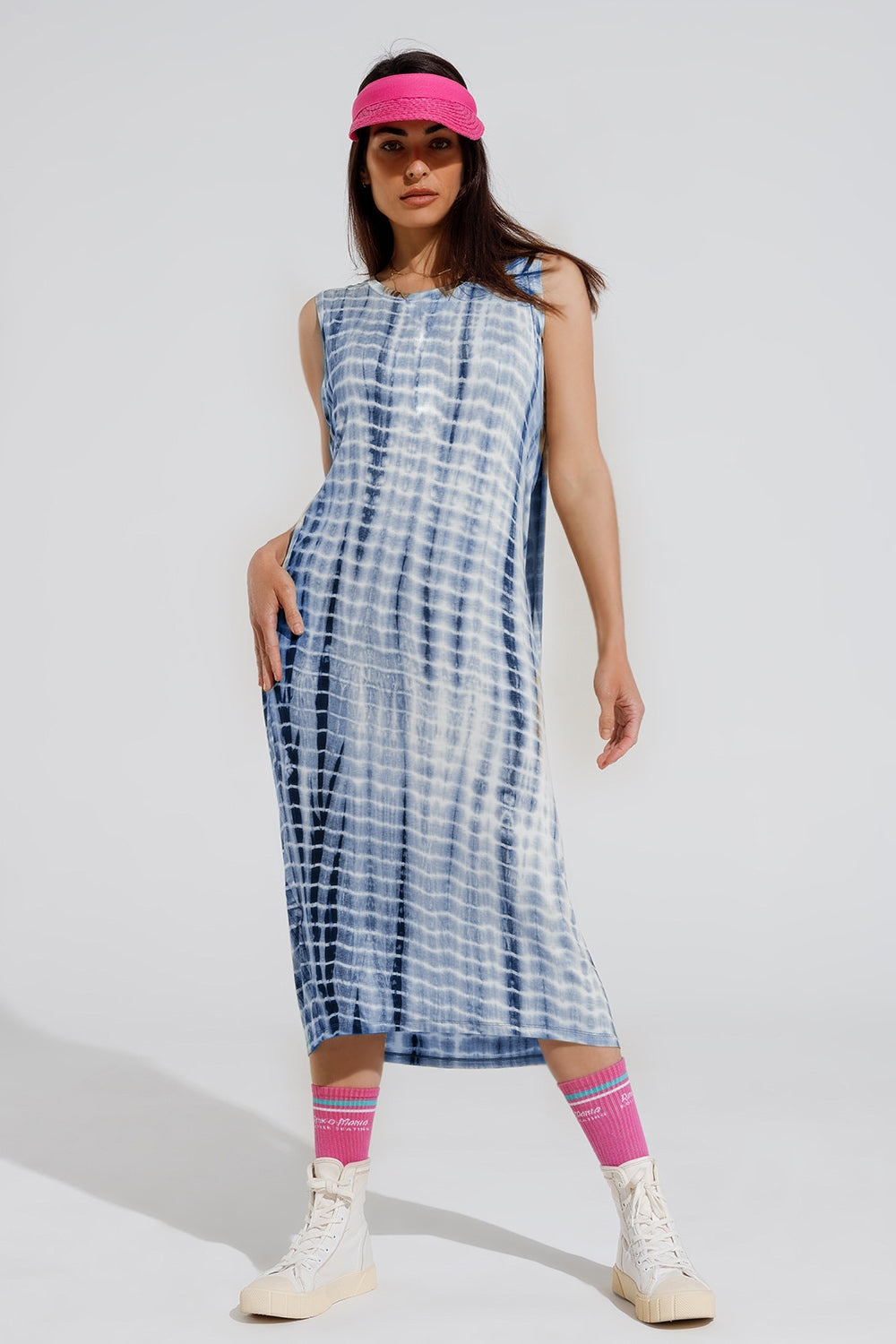 Relaxed maxi Tie dye Dress In Shades of Blue - dress