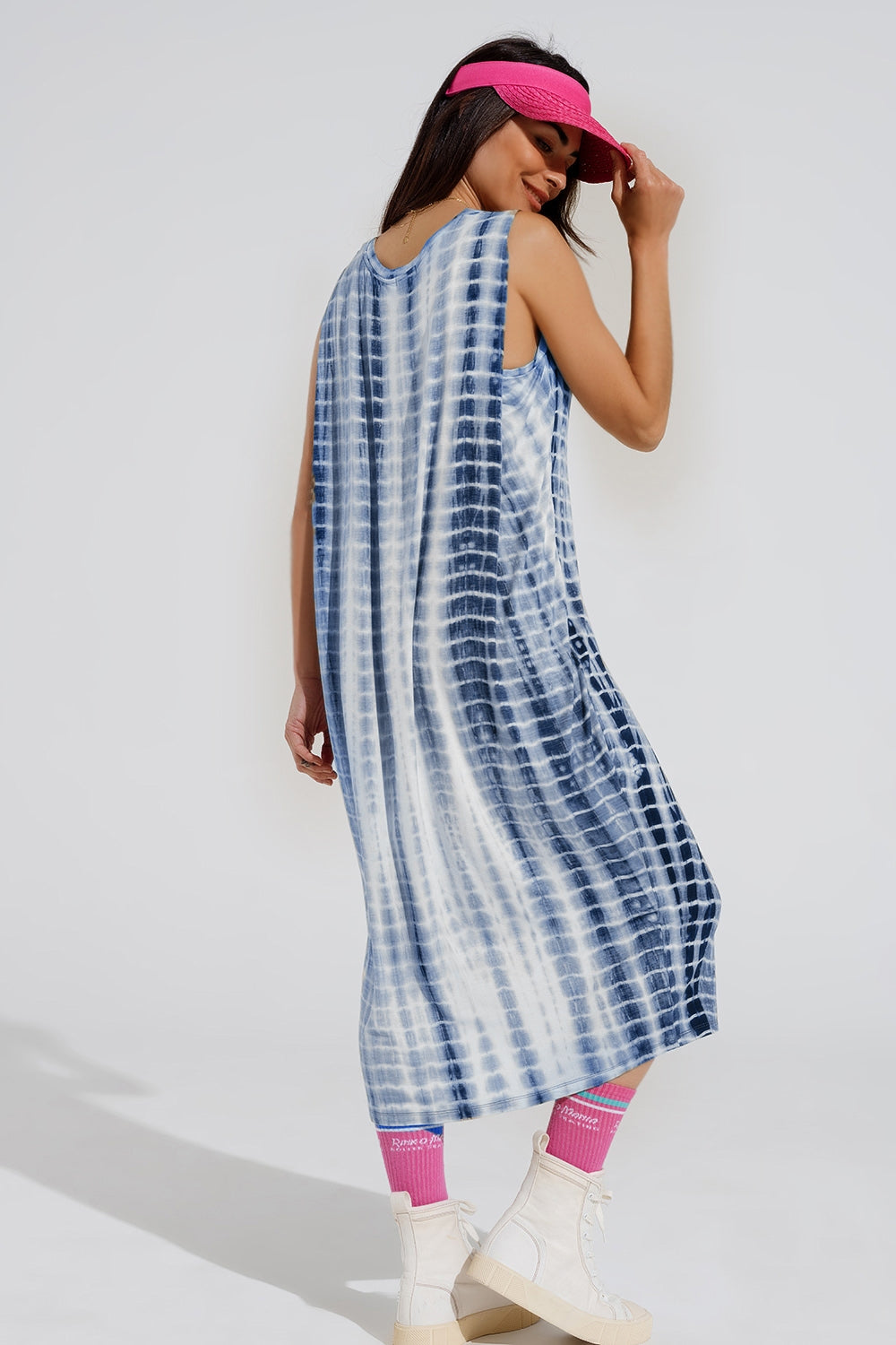 Relaxed maxi Tie dye Dress In Shades of Blue - dress
