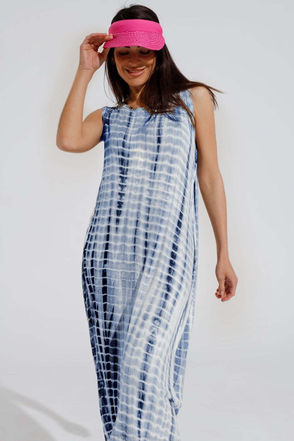 Relaxed maxi Tie dye Dress In Shades of Blue - dress